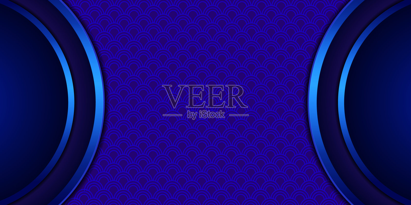 抽象矢量模式蓝色模式背景插图与圆形边界插画图片素材