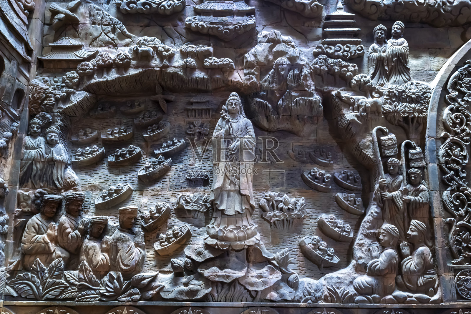 石雕寺庙浮雕，越南照片摄影图片