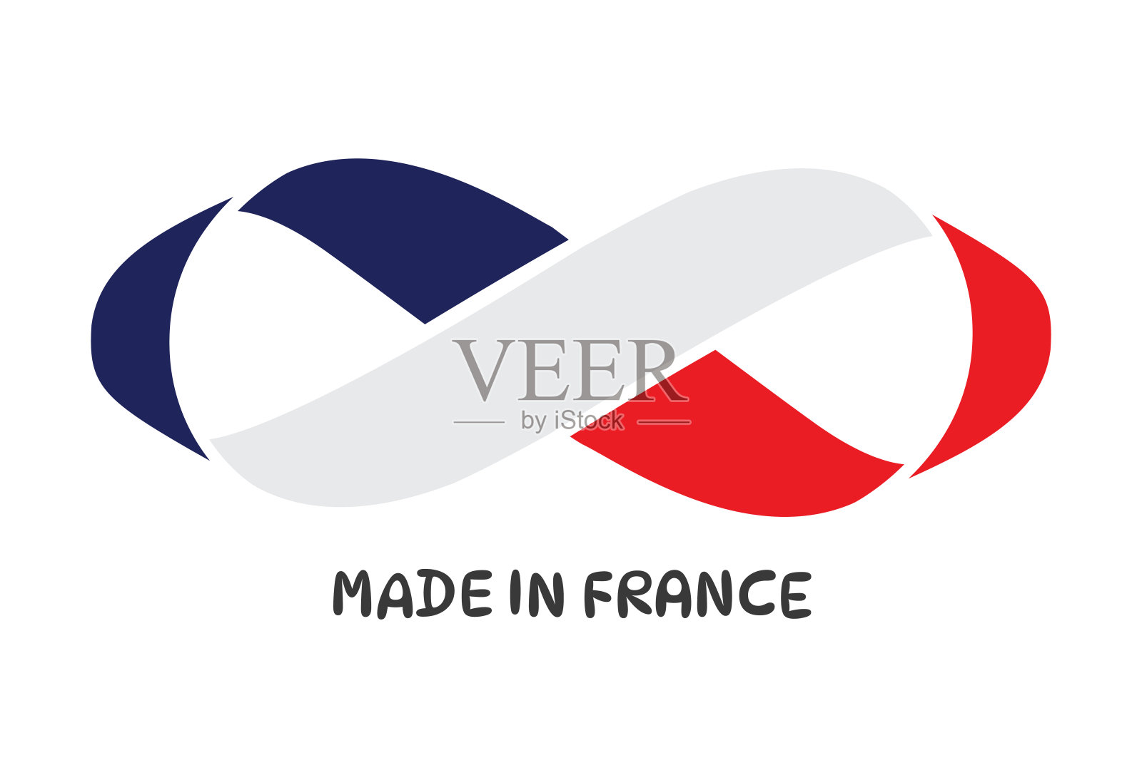在法国制造，矢量标志与法国国旗彩色条纹和无限形状股票插图插画图片素材