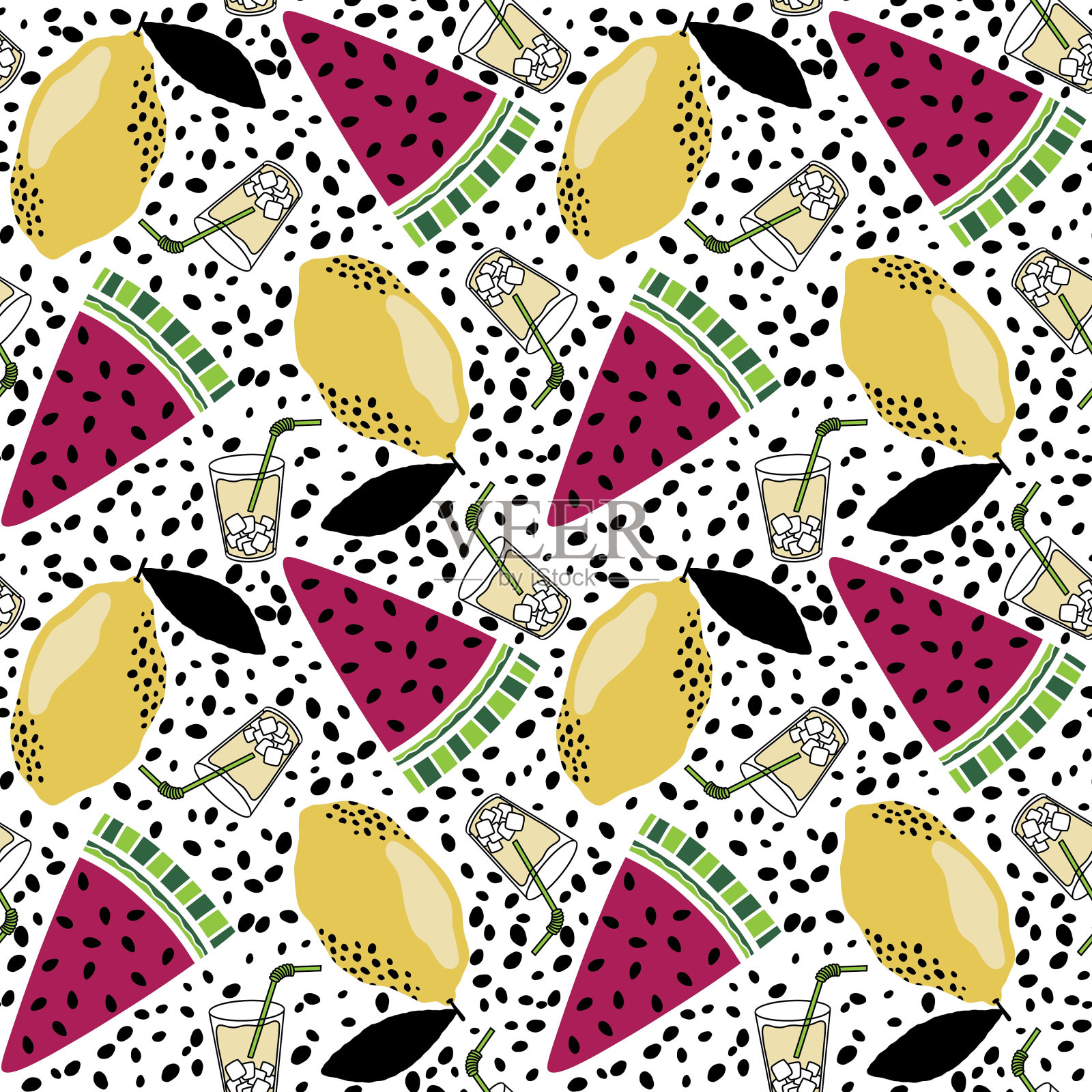 水果无缝花纹用于织物和纺织品及包装插画图片素材