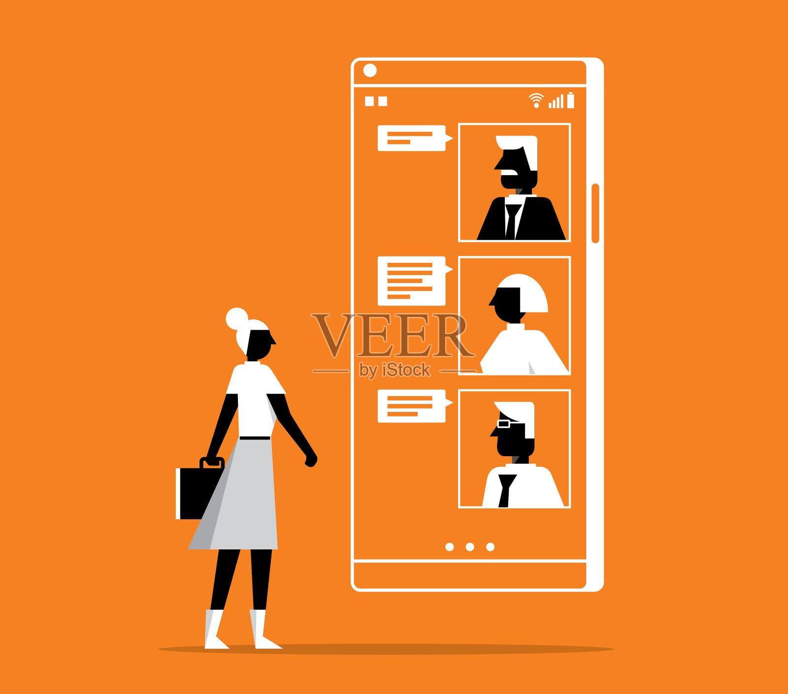 视频会议-移动电话插画图片素材