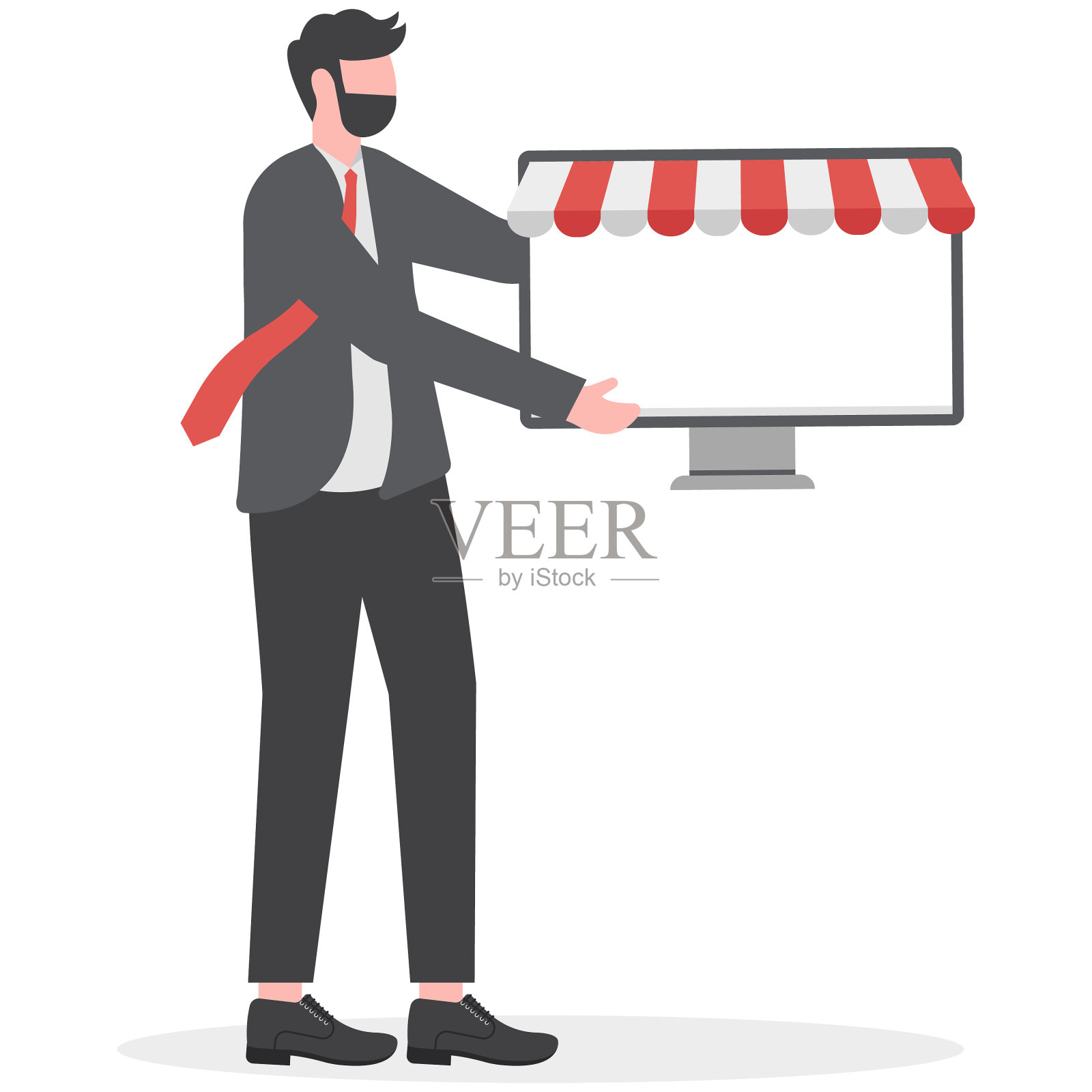 拿着笔记本电脑的人。创造性的概念。小企业或网上。向量插画图片素材