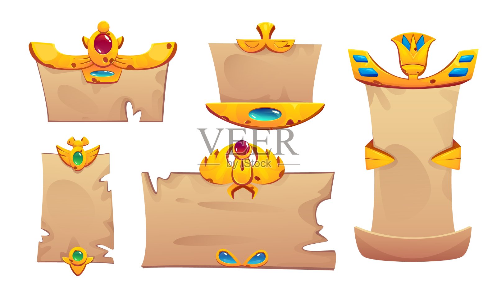 古埃及游戏框架使用纸莎草元素插画图片素材