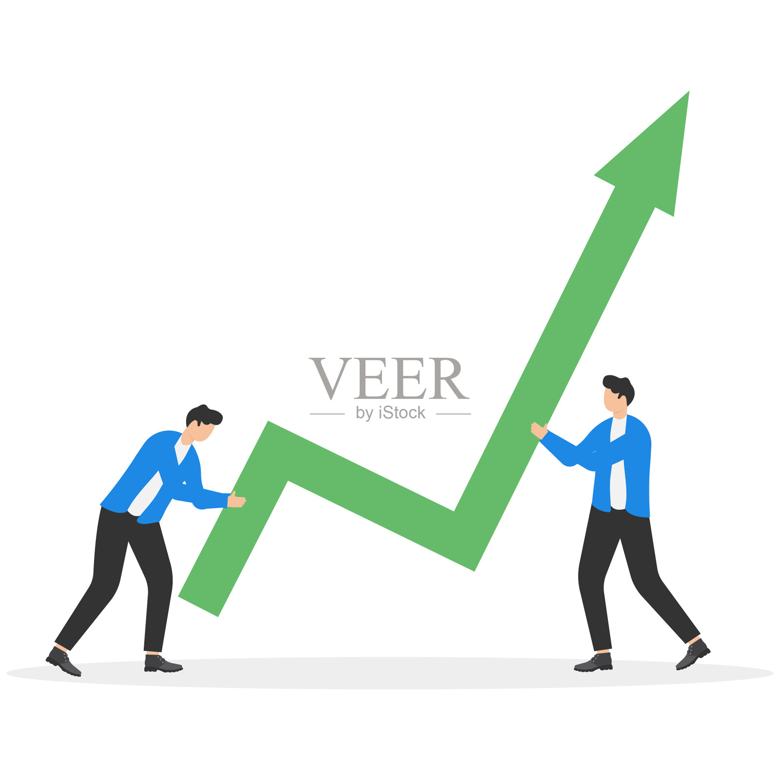 企业家夫妇成长之箭，团队合作之箭，财务成长之箭，企业家矫正方向之箭插画图片素材