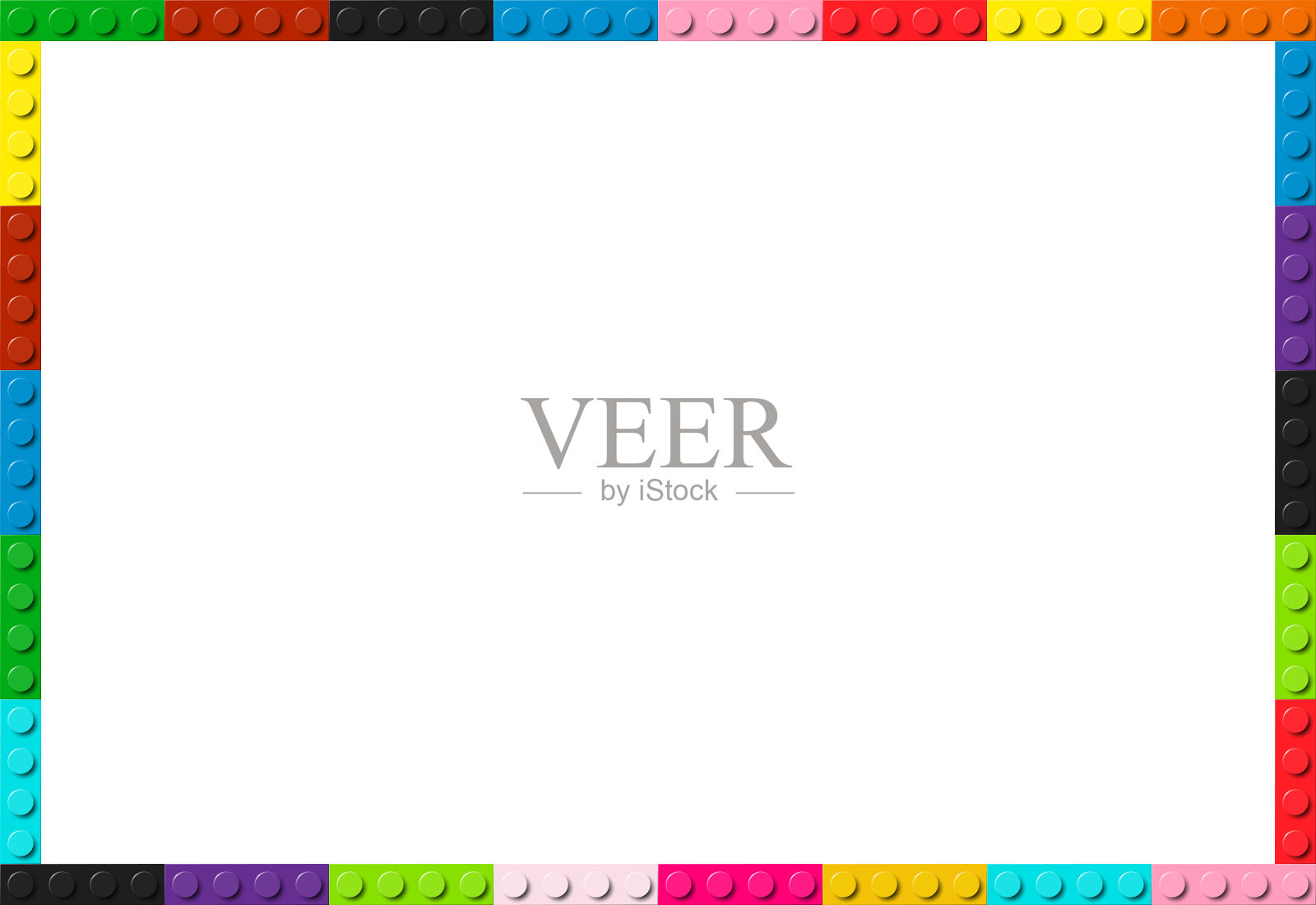 黑、白、红、蓝、粉、绿四色砖旗。简单的框架组成的彩色玩具块。抽象矢量背景插画图片素材