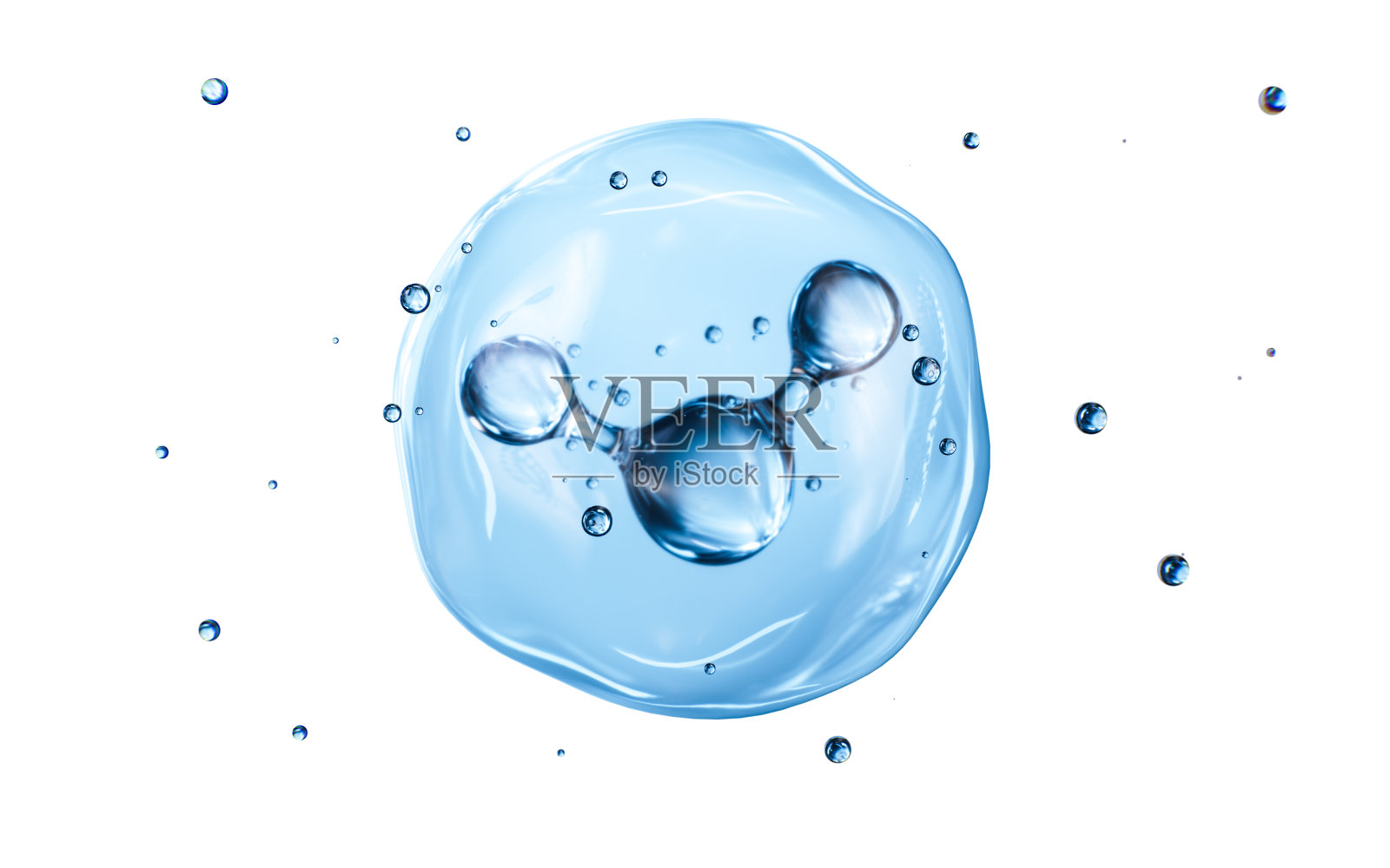 蓝色分子结构，护肤和生物医学概念，3d渲染。照片摄影图片