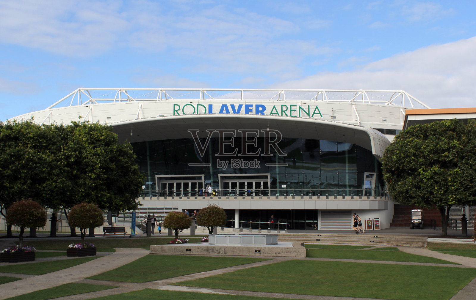 澳大利亚维多利亚州墨尔本的墨尔本公园网球中心Rod Laver竞技场的外观照片摄影图片
