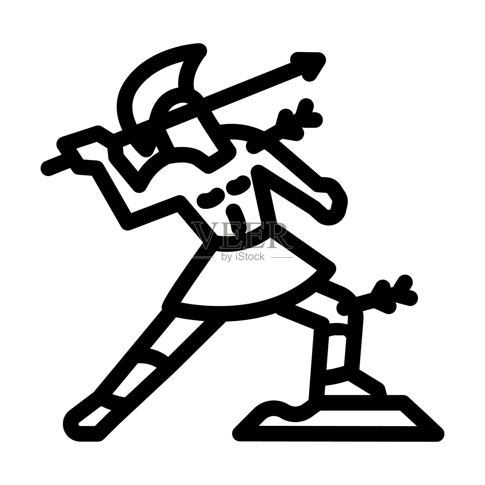 战士斯巴达罗马希腊线图标矢量插图插画图片素材