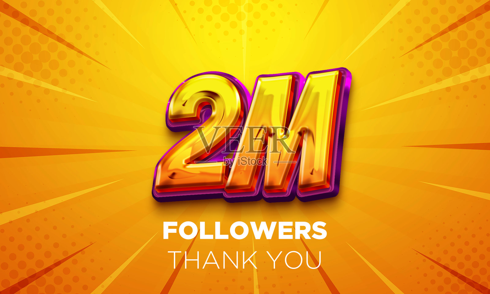 200万粉丝庆祝。社交媒体海报。粉丝们，感谢你们的来信。三维渲染照片摄影图片