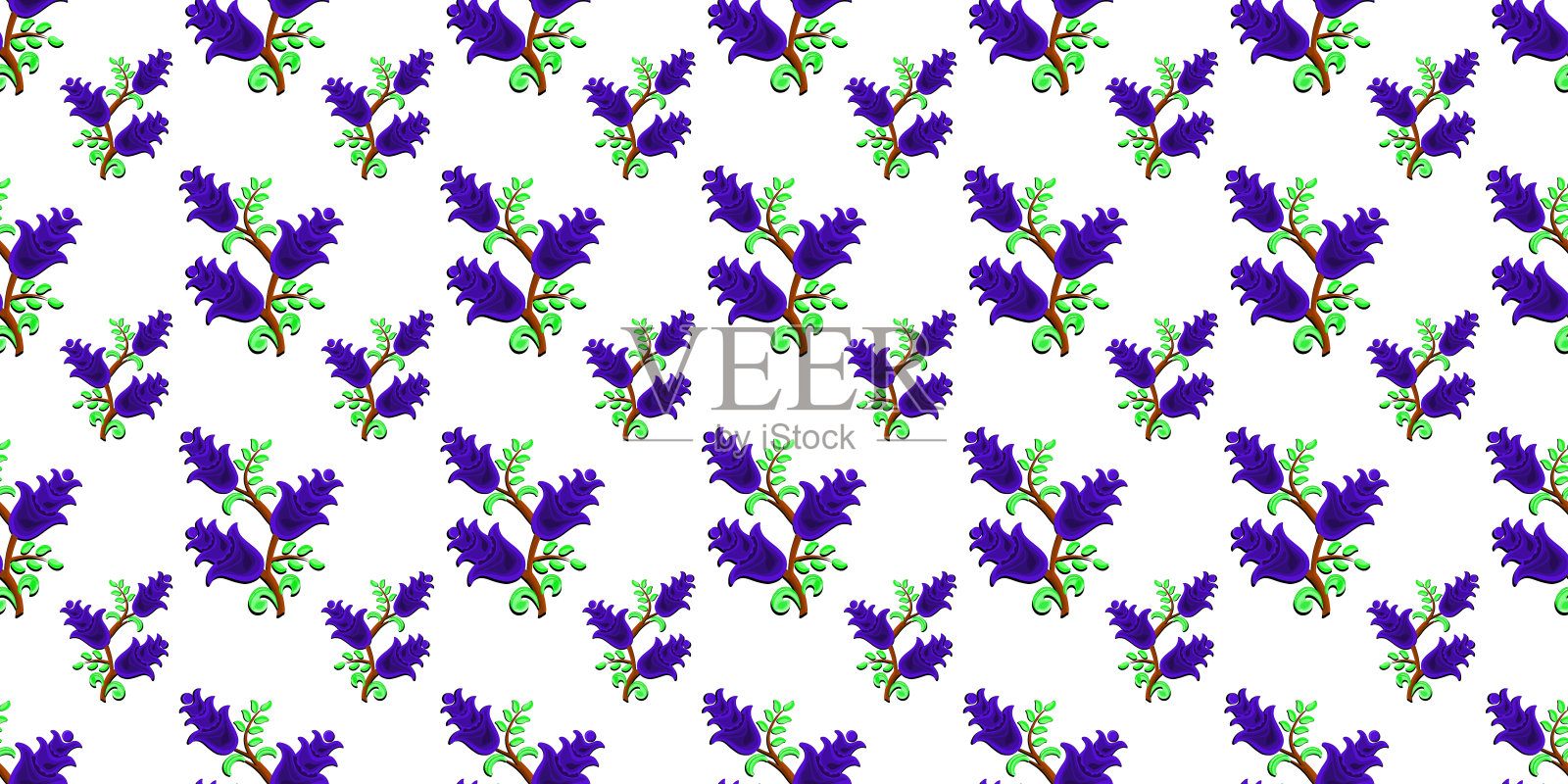 可扩展的花和叶的图案插画图片素材