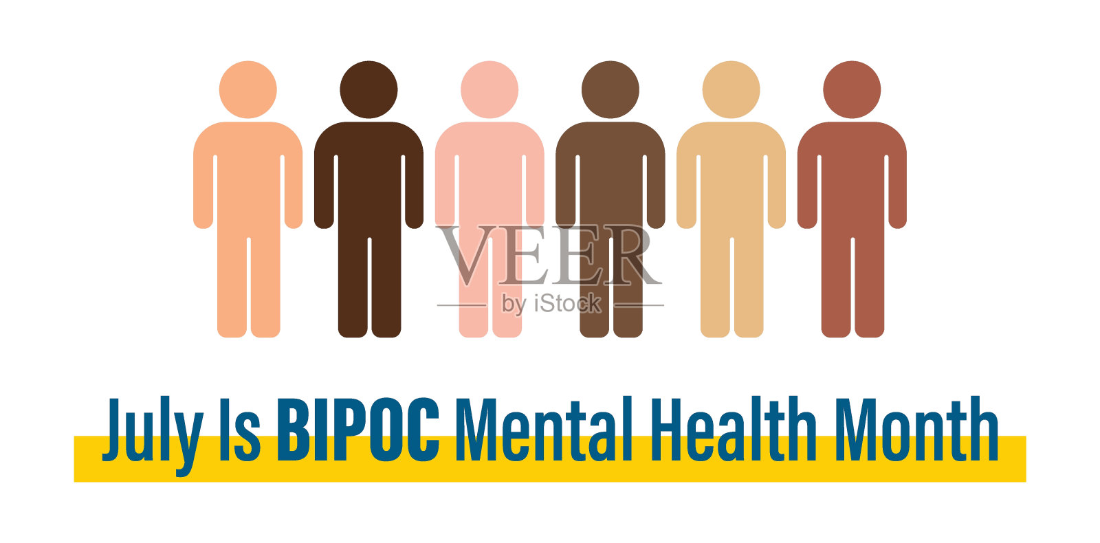7月是每年7月的黑人、土著和有色人种心理健康宣传月。模板的背景，横幅，卡片，海报插画图片素材