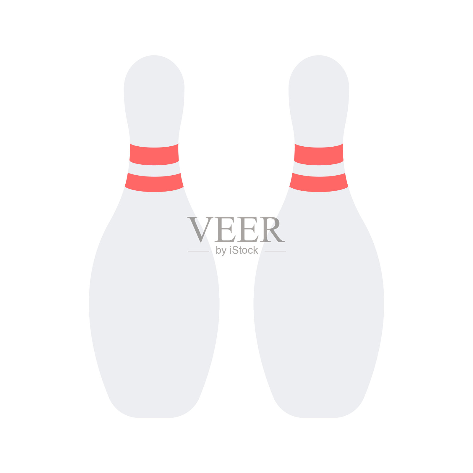 现代标志性的保龄球瓶，室内彩虹游戏。插画图片素材