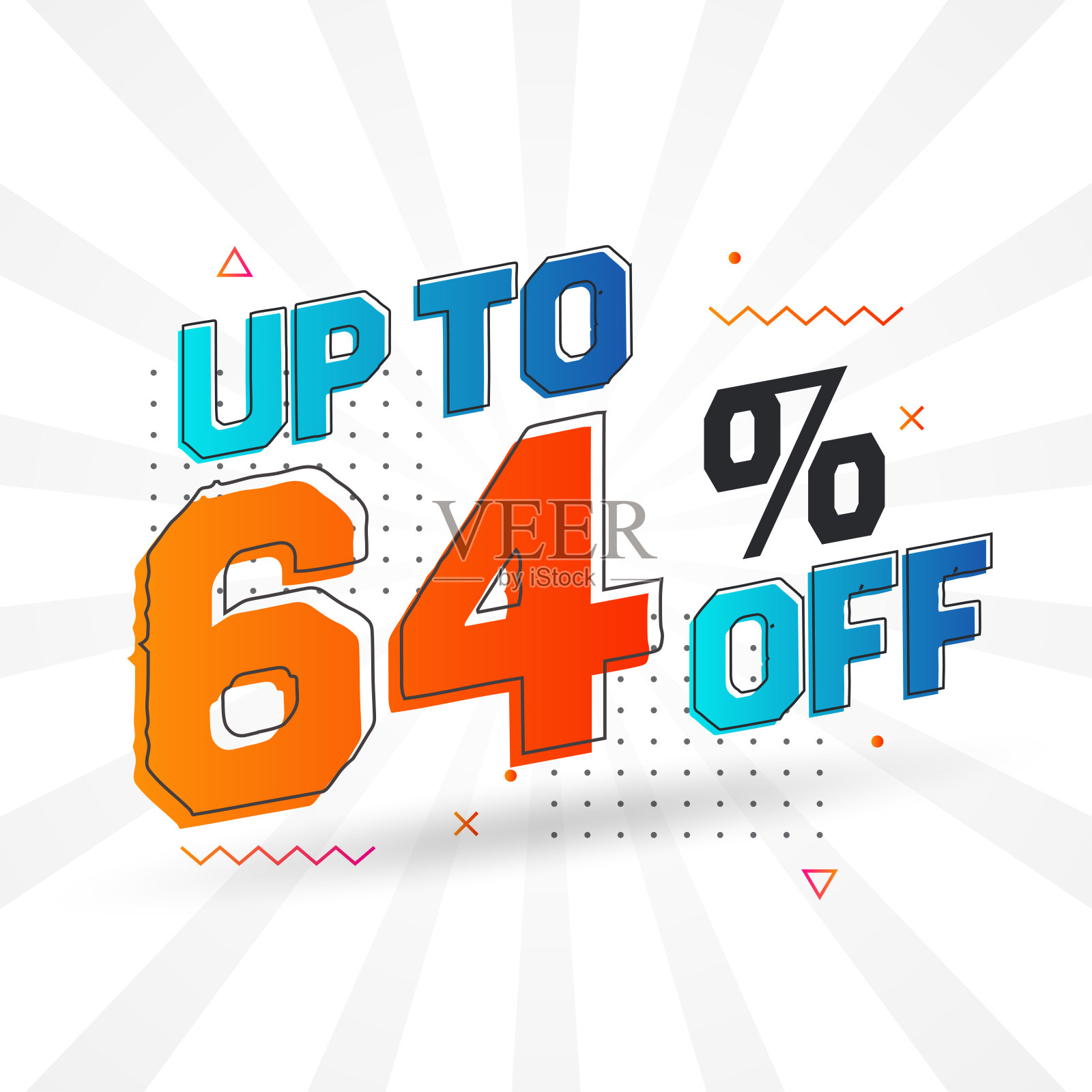 销售广告活动高达64%的折扣促销设计。插画图片素材