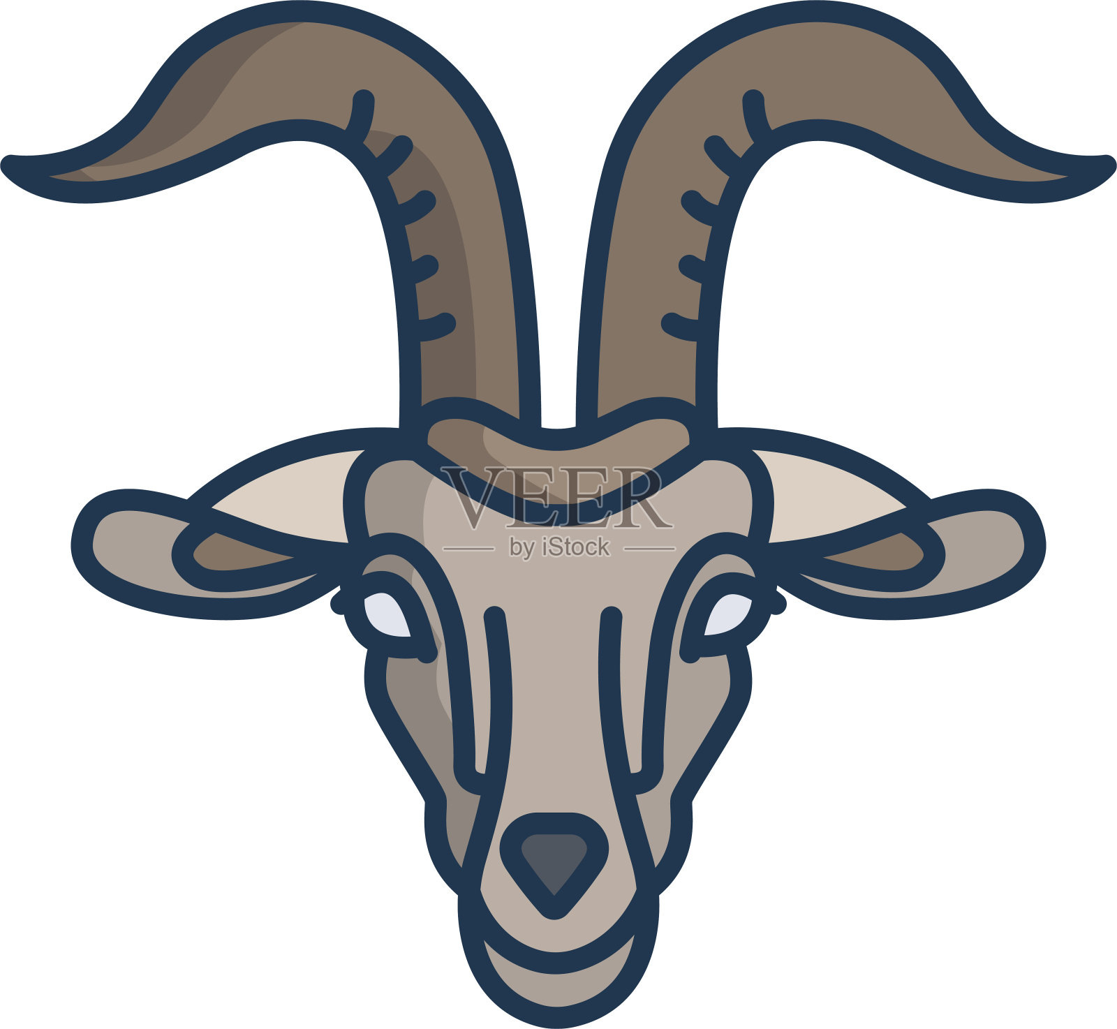 山羊脸线性颜色矢量插图插画图片素材