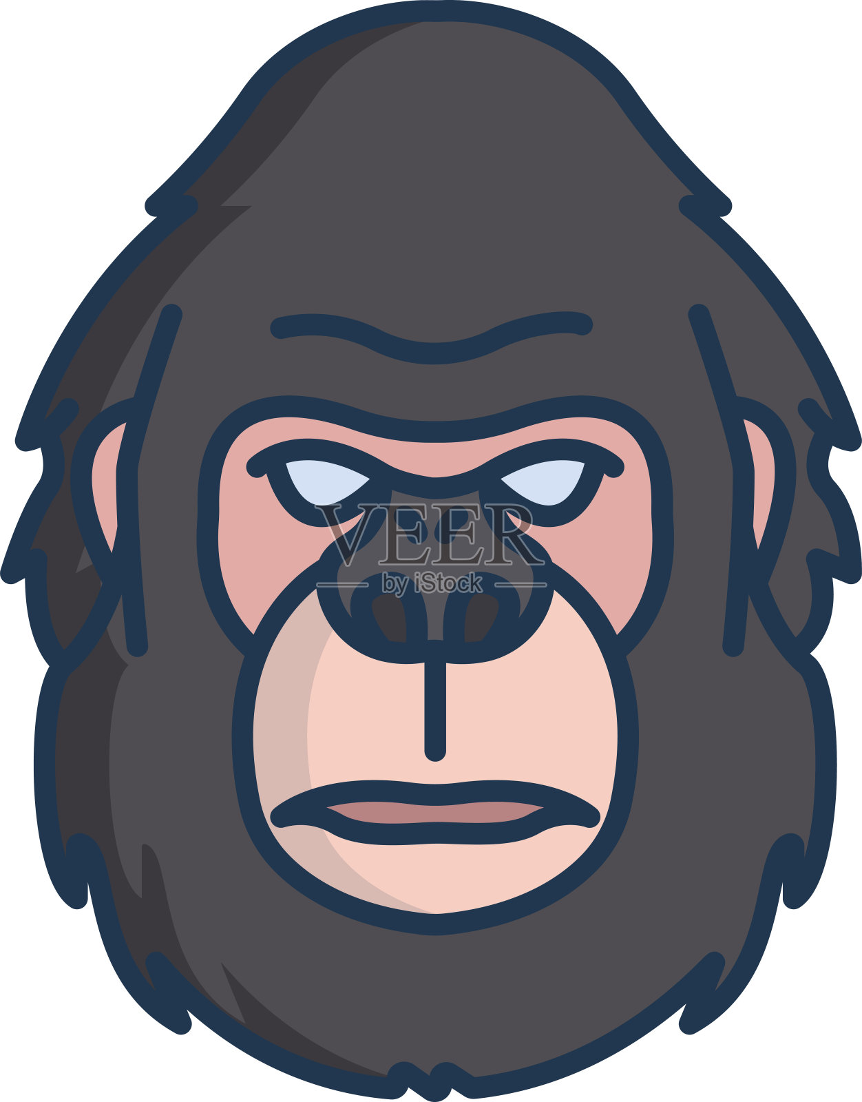 大猩猩脸线性颜色矢量插图插画图片素材