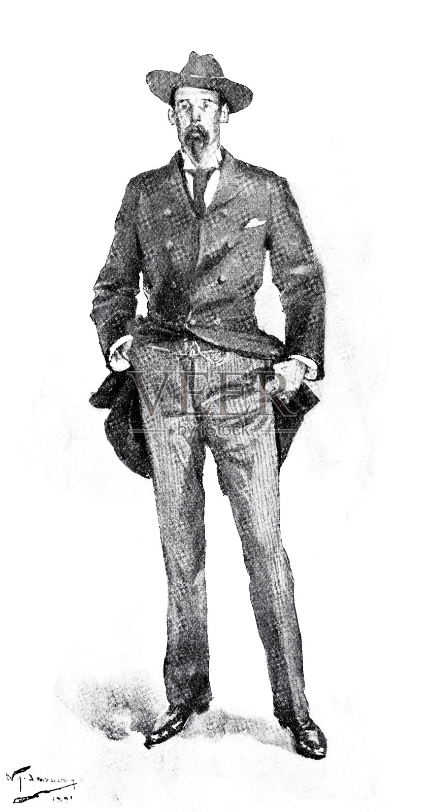 威瑟斯比上校，铁路的推动者插画图片素材