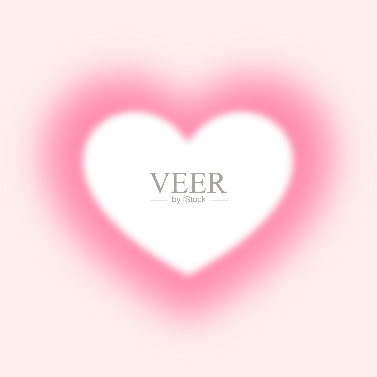 迷离的柔软的白色的心带着粉红色的光环。当代设计元素，背景插画图片素材