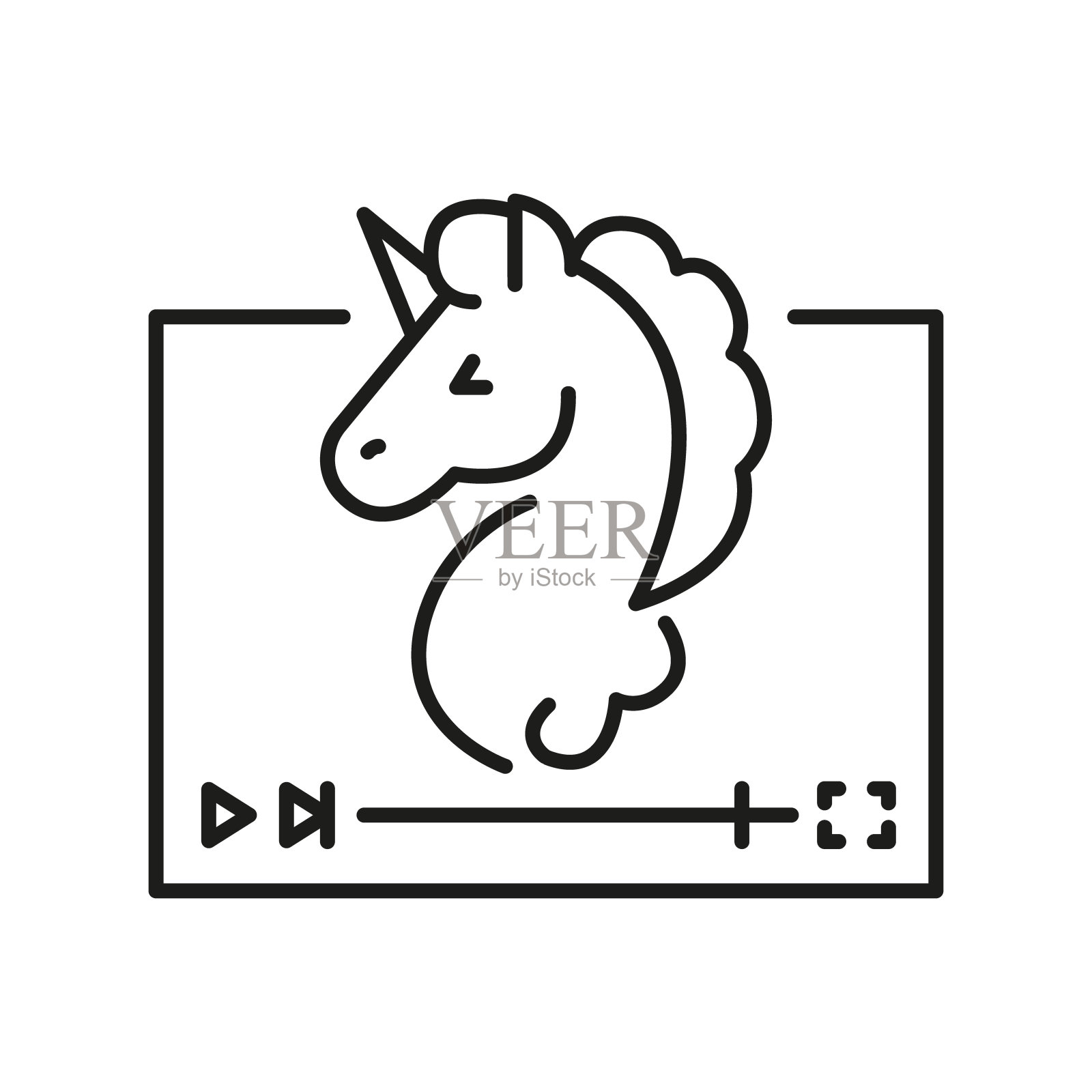 奇幻电影类型线黑色图标。插画图片素材