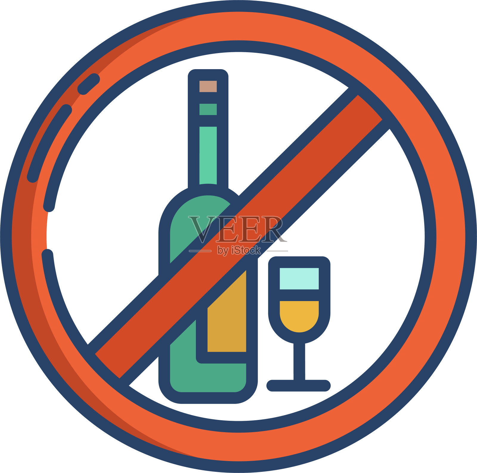 无酒精线性颜色矢量插图插画图片素材