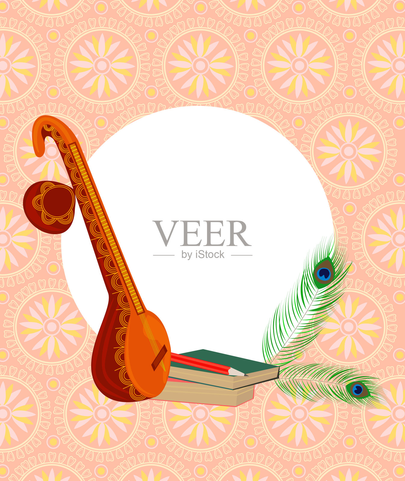 印度的七弦琴仪器插画图片素材