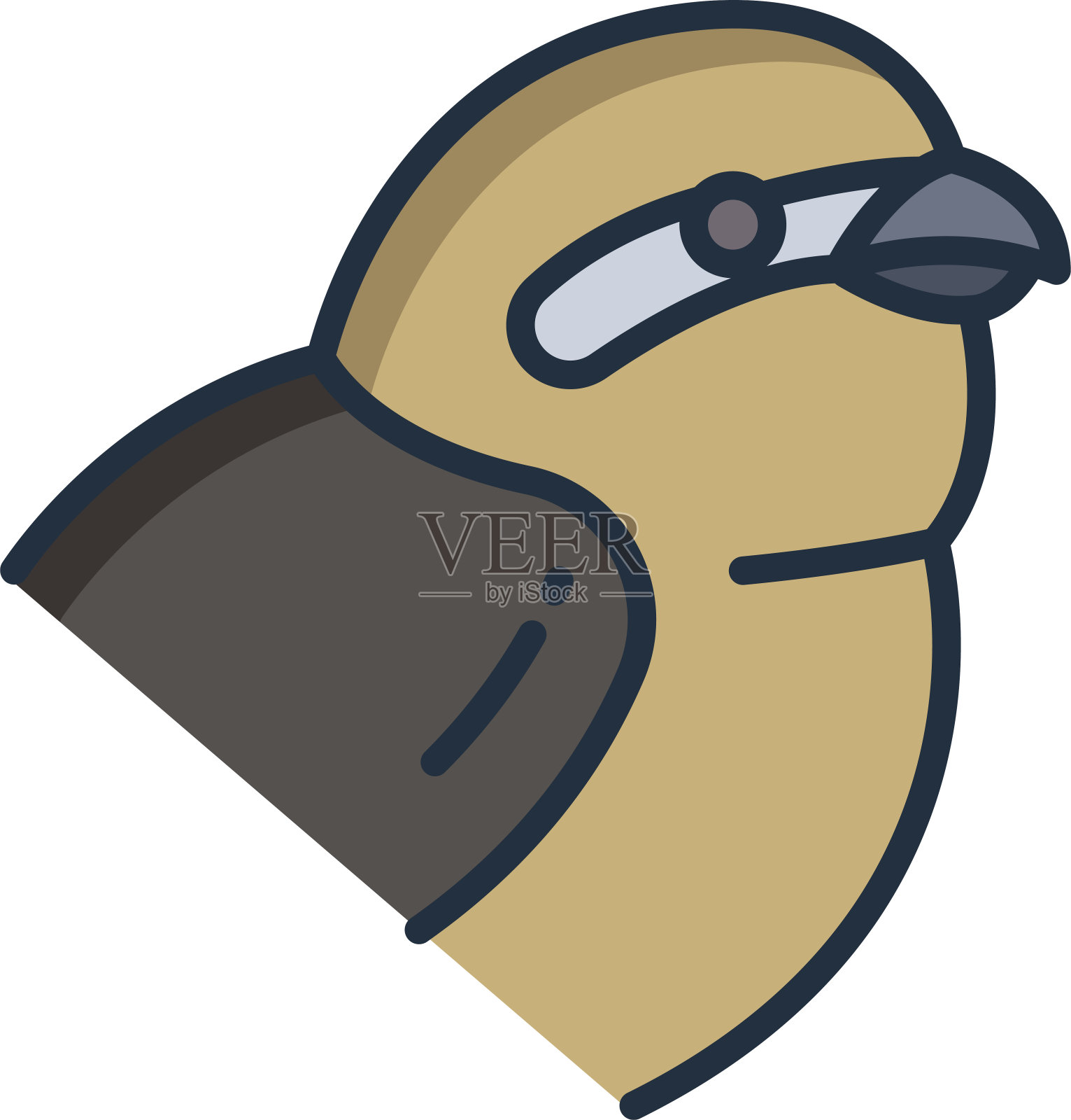 伯劳鸟线性彩色矢量插图插画图片素材