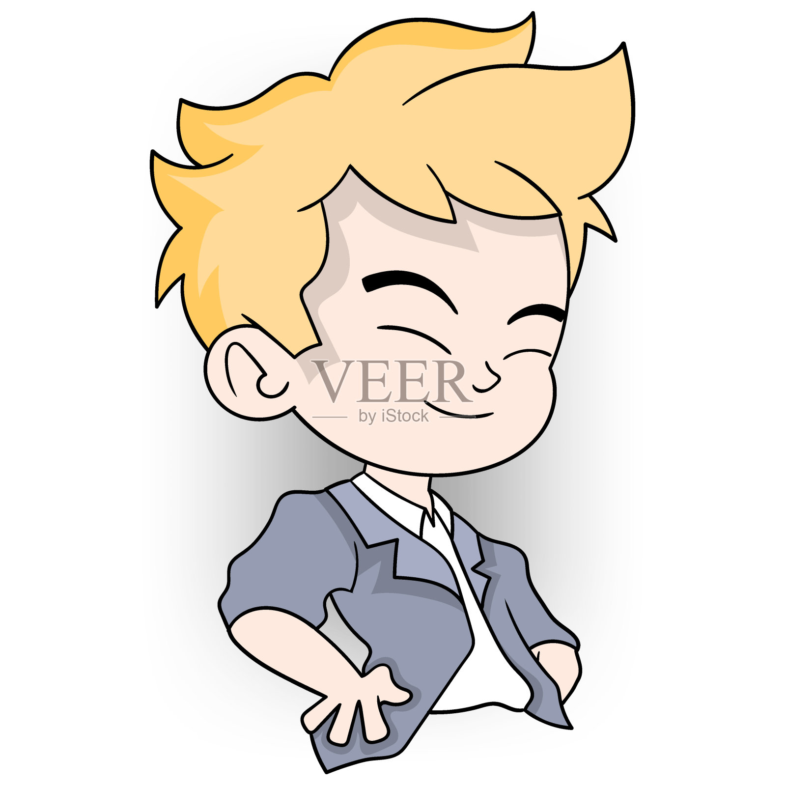 金发男孩对他的工作成果满意地微笑着插画图片素材