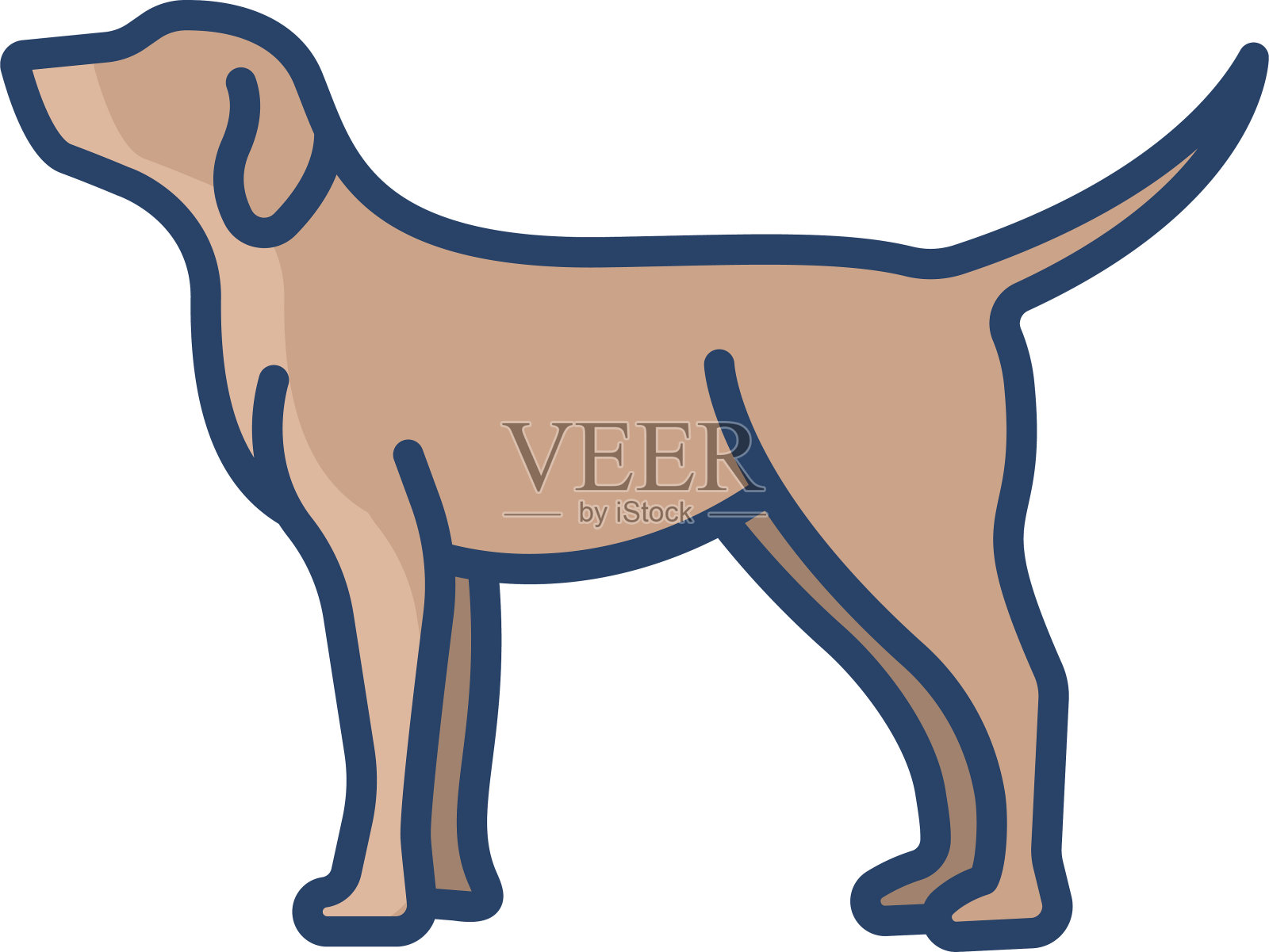 狗脸线性颜色矢量插图插画图片素材