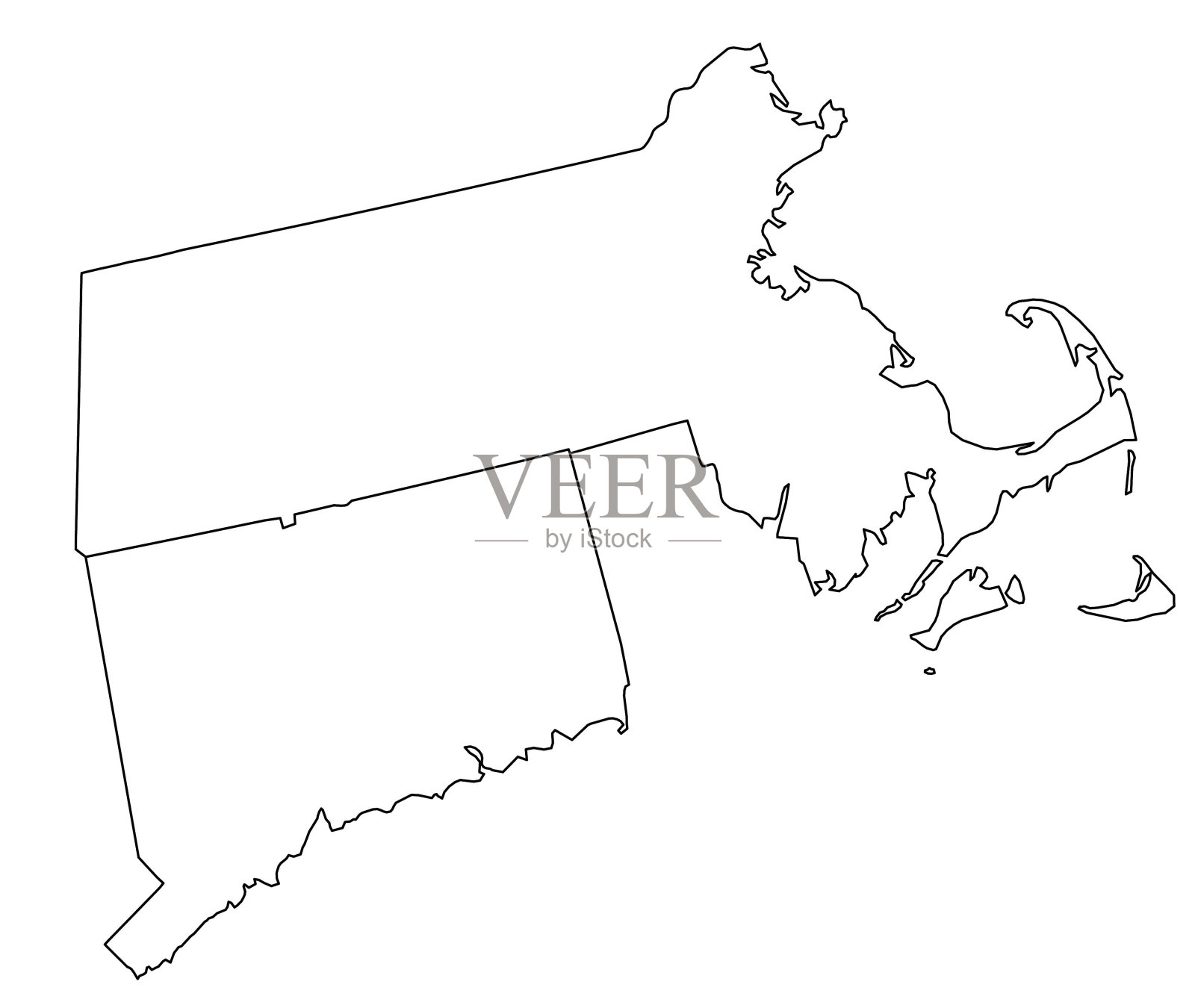 美国马萨诸塞州和康涅狄格州的地图插画图片素材