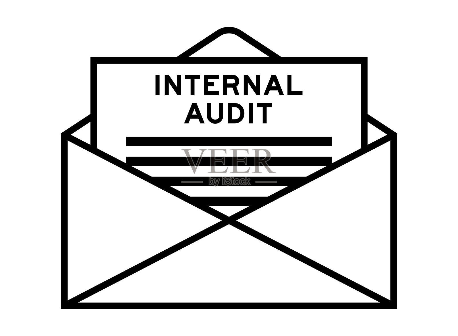 信封和信件签名，标题为“内部审计”字样插画图片素材