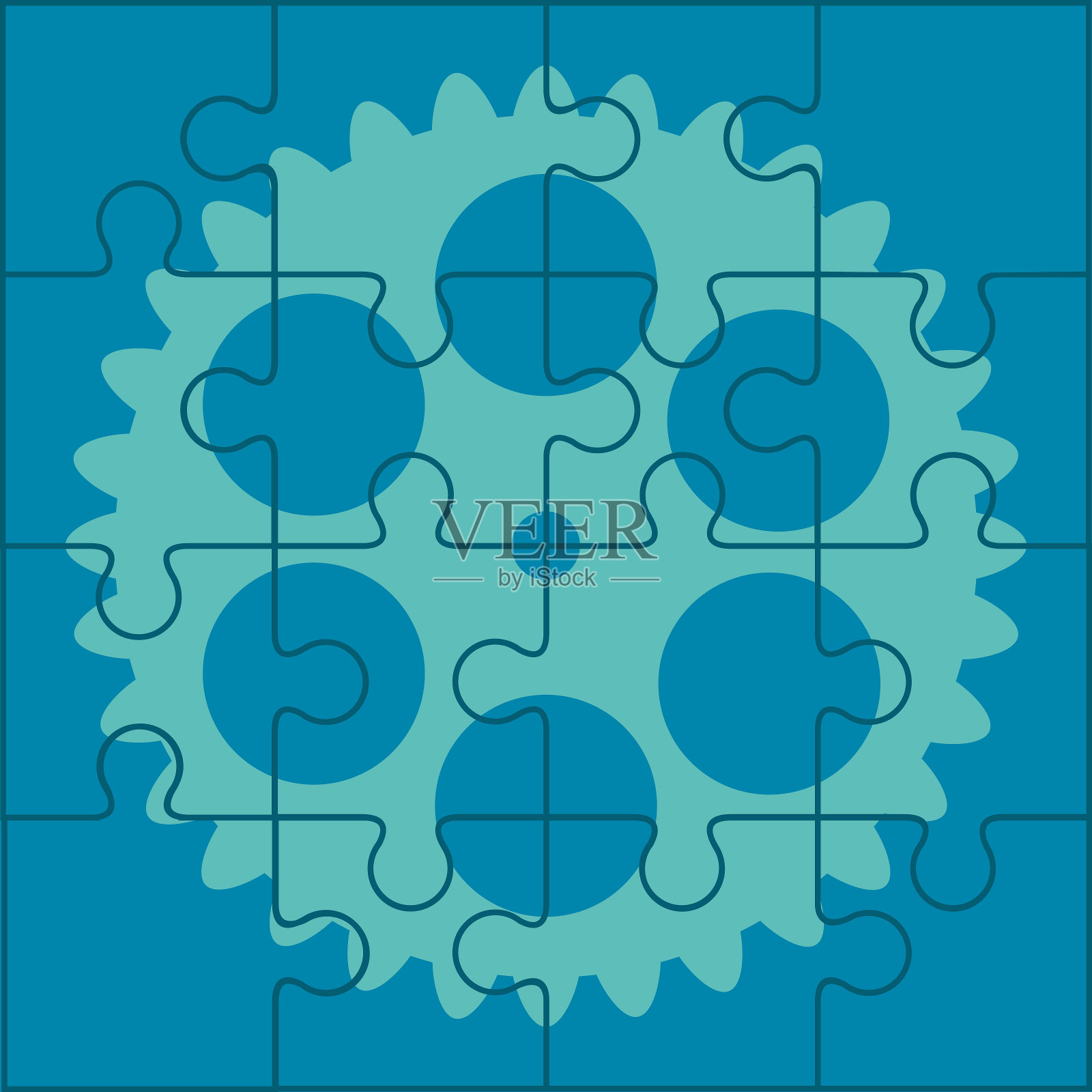 机械齿轮拼图插画图片素材