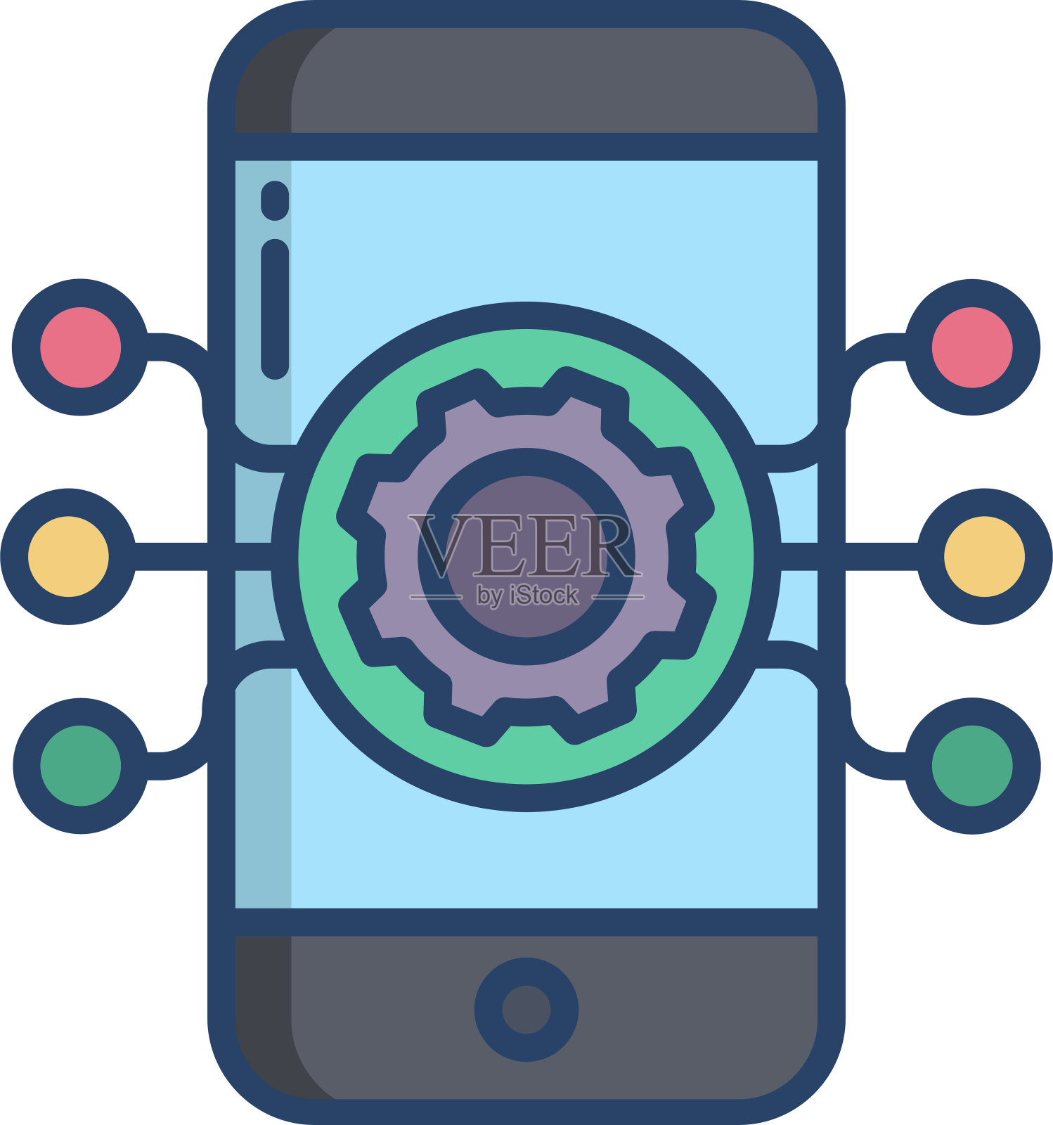 电话线性彩色矢量插图插画图片素材