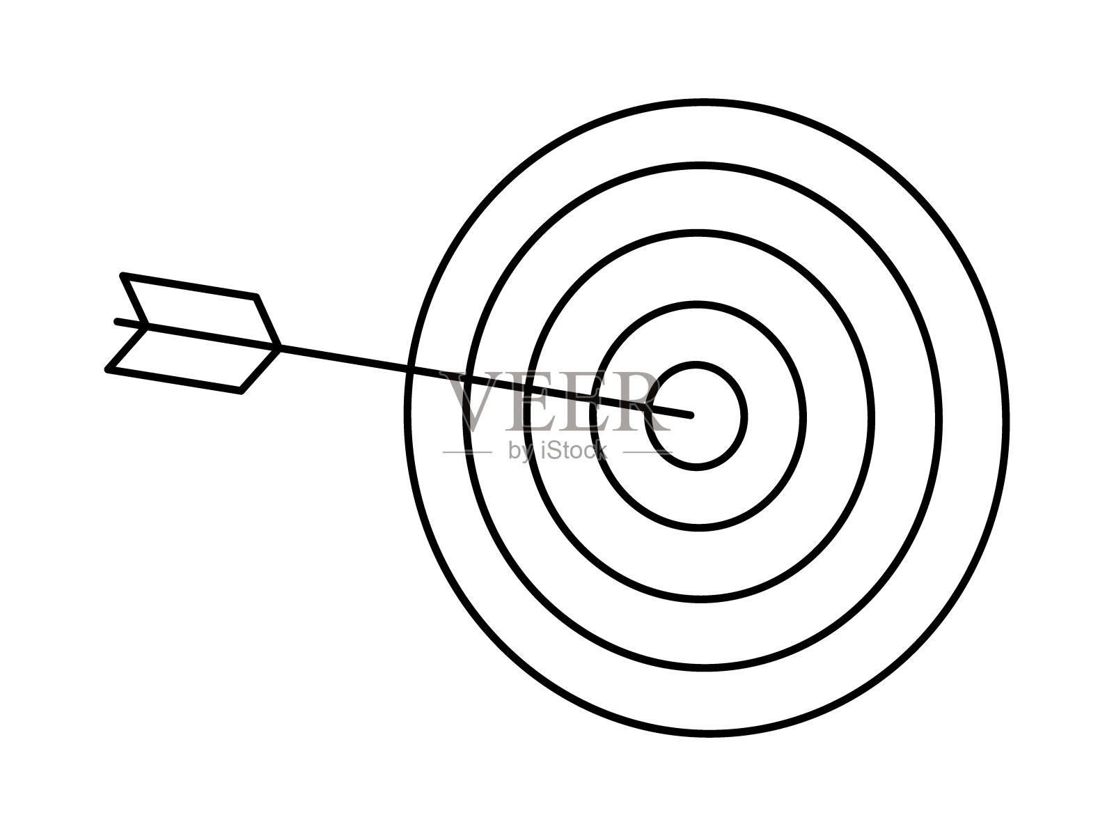 箭头击中目标轮廓图的中心插画图片素材