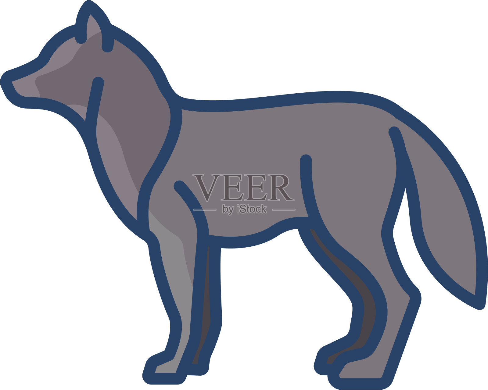 狼线性颜色矢量插图插画图片素材