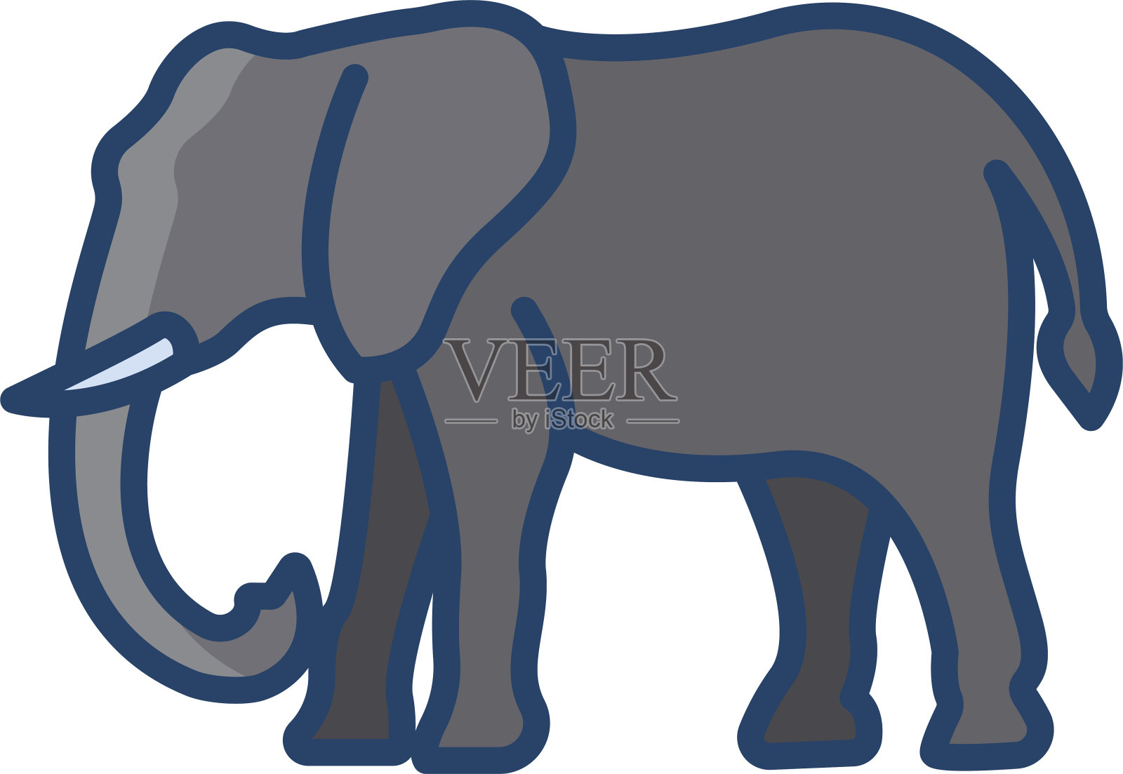 小鹿脸线性颜色矢量插图插画图片素材