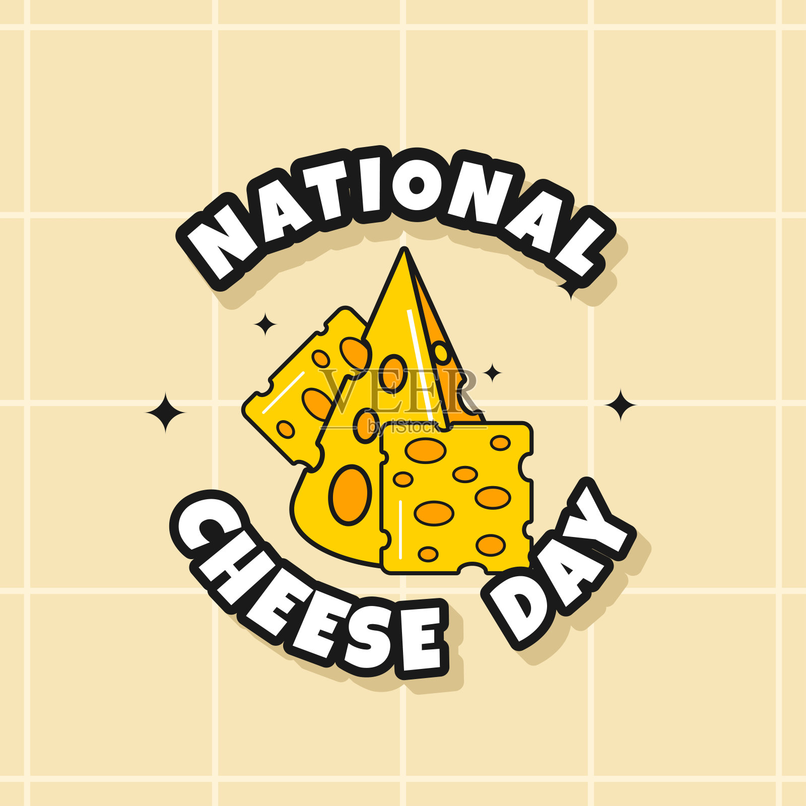 国家奶酪日Groovy矢量设计插画图片素材