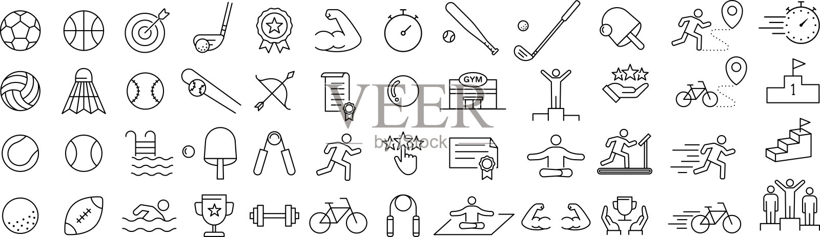 用于运动的线条绘制图标集插画图片素材