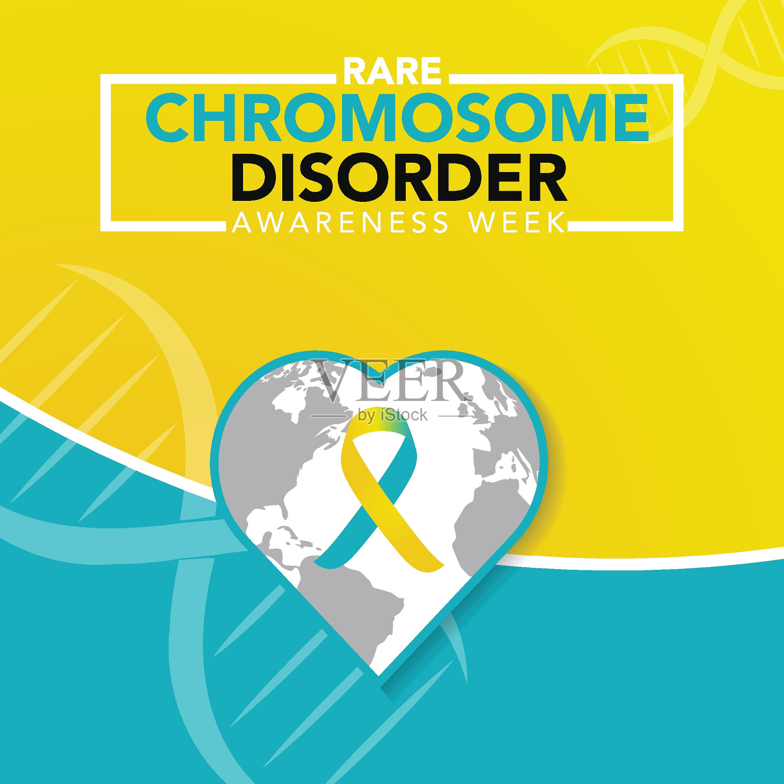 罕见染色体疾病宣传日。在每年六月。年度健康意识。背景，横幅，卡片，海报，模板。矢量插图。插画图片素材