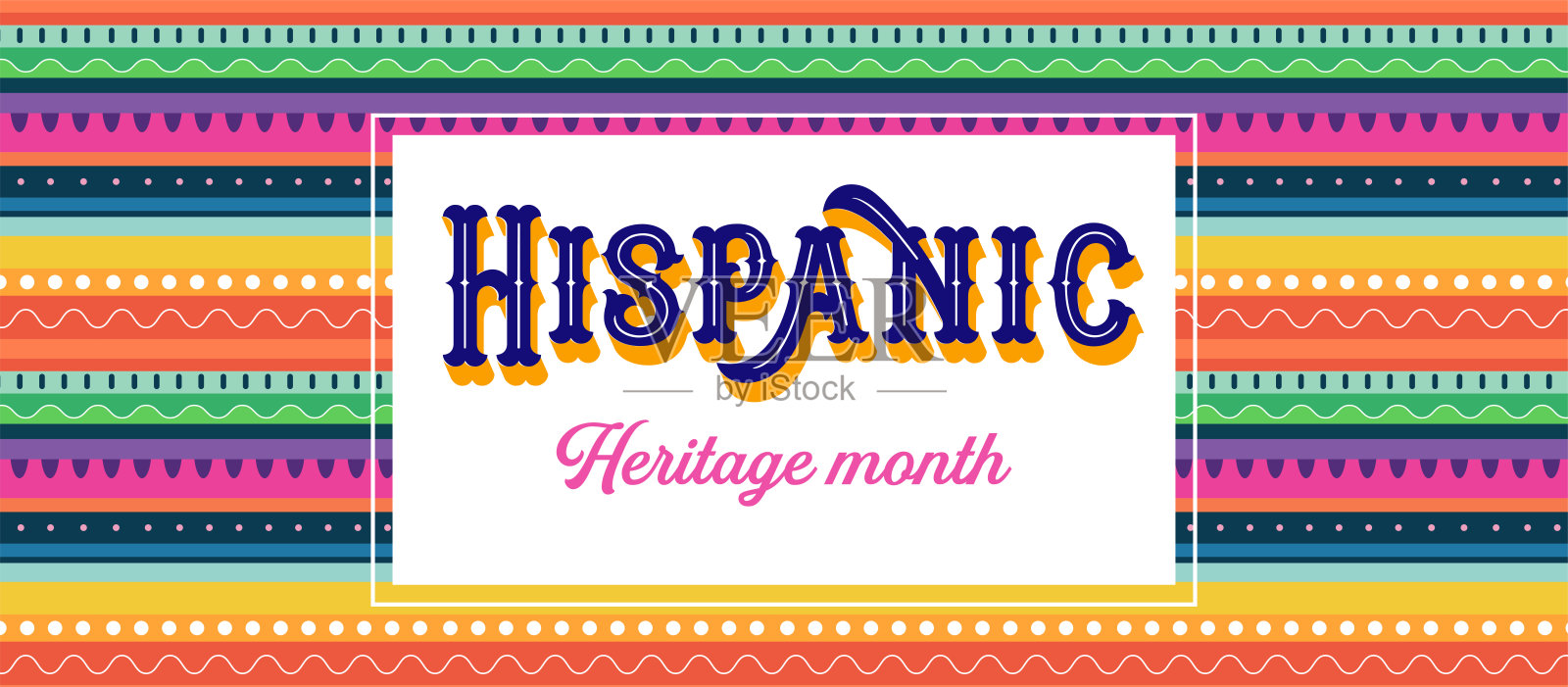 全国西班牙裔传统月庆祝活动。背景，横幅和卡片与鲜花。色彩缤纷的概念设计花卉图案插画图片素材