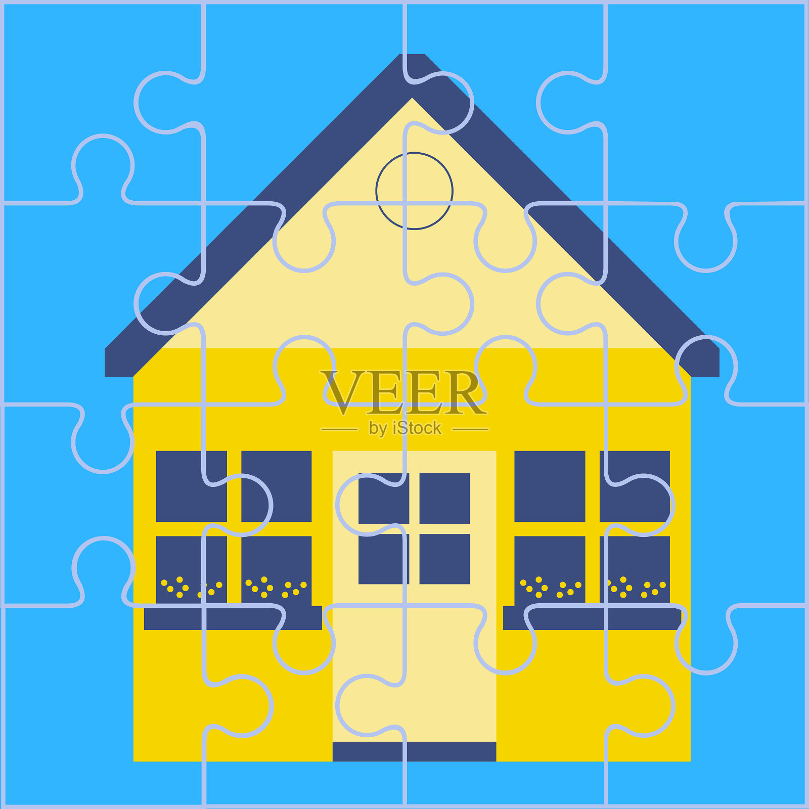 房子的拼图插画图片素材