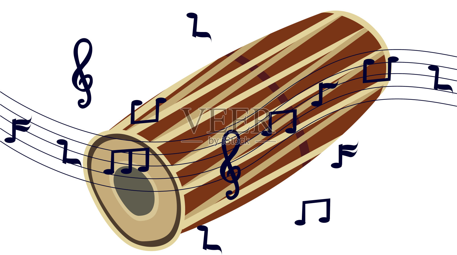 有音符的Mridangam乐器插画图片素材