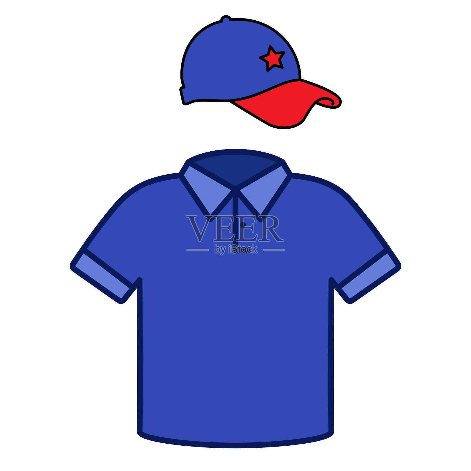 带帽子的t恤。插画图片素材