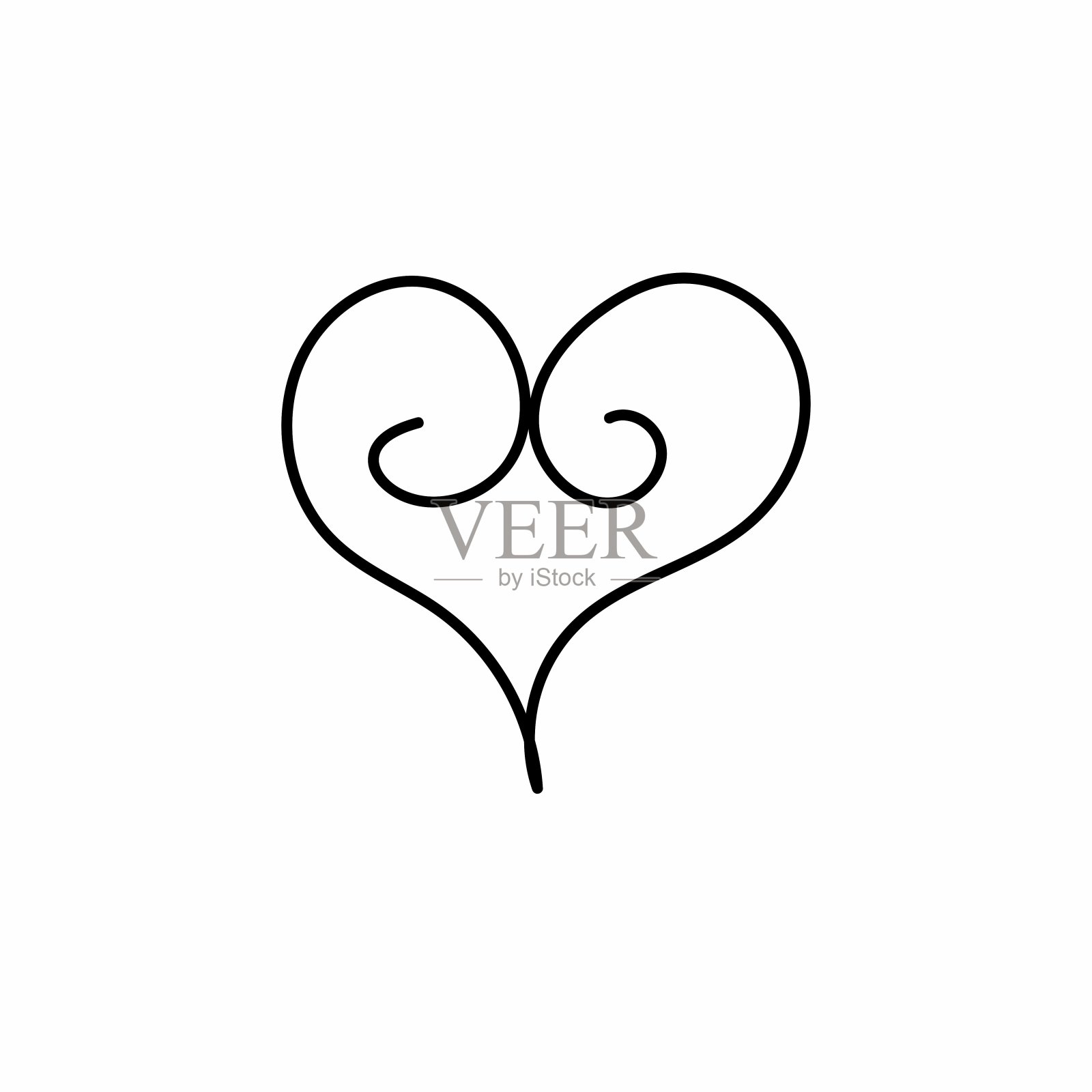 情人节的心形轮廓线插画图片素材