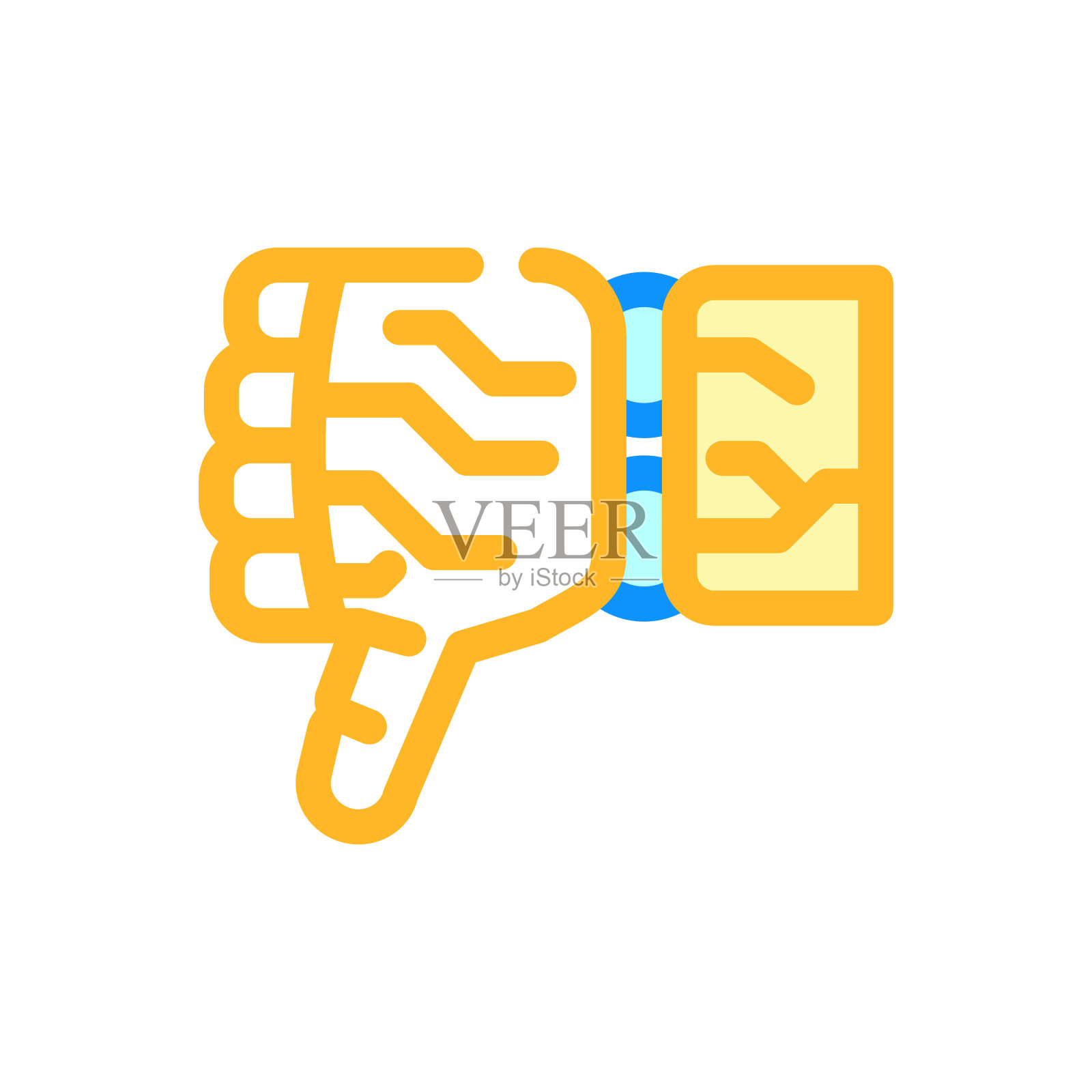 拇指向下机器人手势颜色图标矢量插图插画图片素材