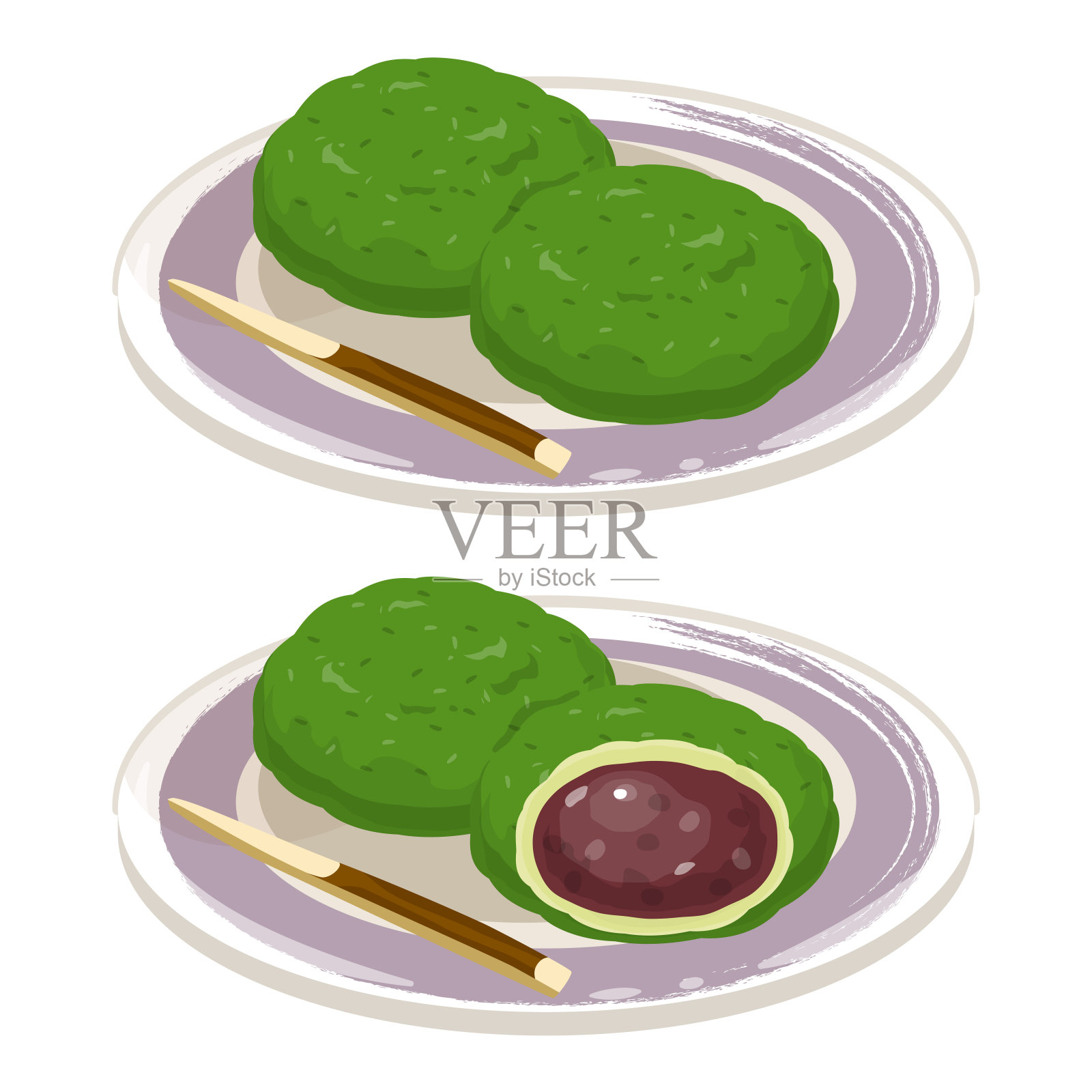 青衣御鸡在盘子里插画图片素材