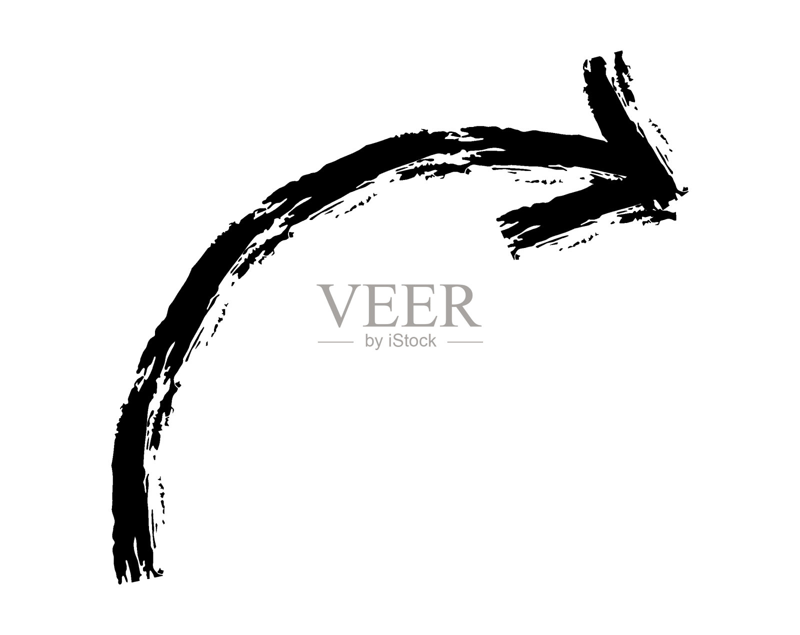 用蜡笔、粉笔或木炭绘制的简单箭头。不均匀的干燥纹理，强调突出。铅笔画的线，划线，肮脏的矢量隔离在白色插画图片素材