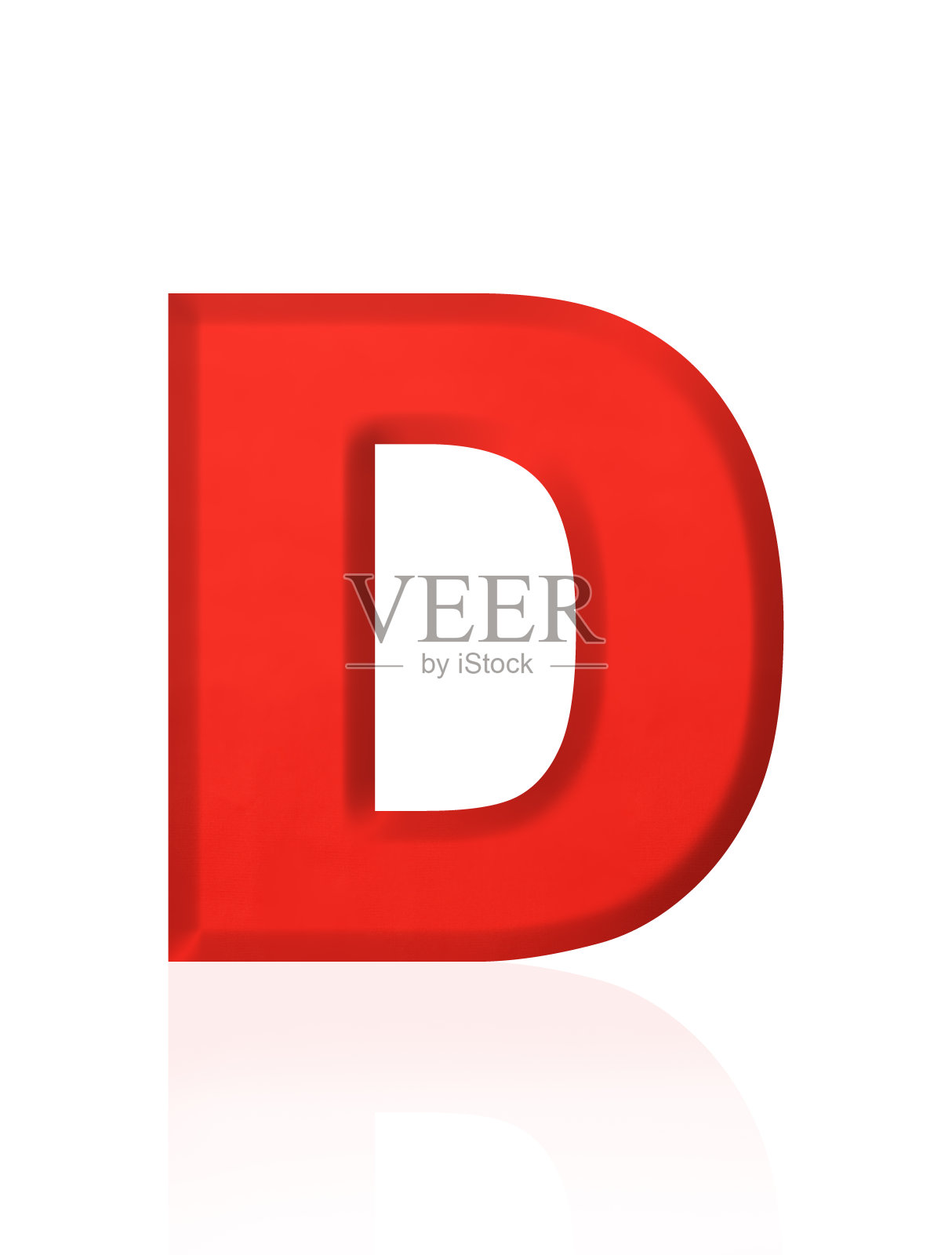 白色背景上的三维红色字母D的孤立镜头照片摄影图片