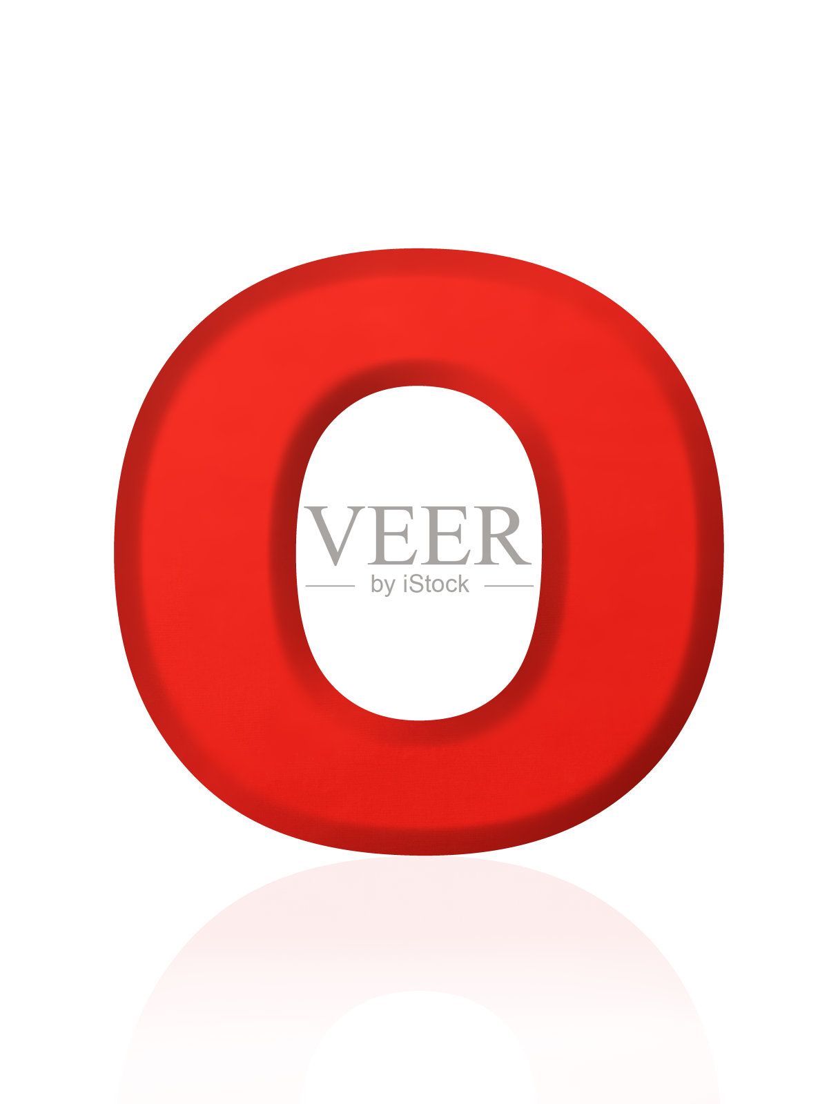 白色背景上的三维红色字母O的孤立镜头照片摄影图片