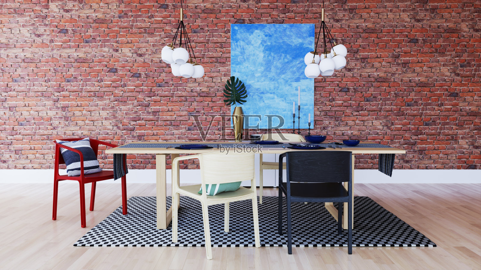 大型豪华现代明亮内饰客厅模型插图3D渲染电脑数字生成图像照片摄影图片