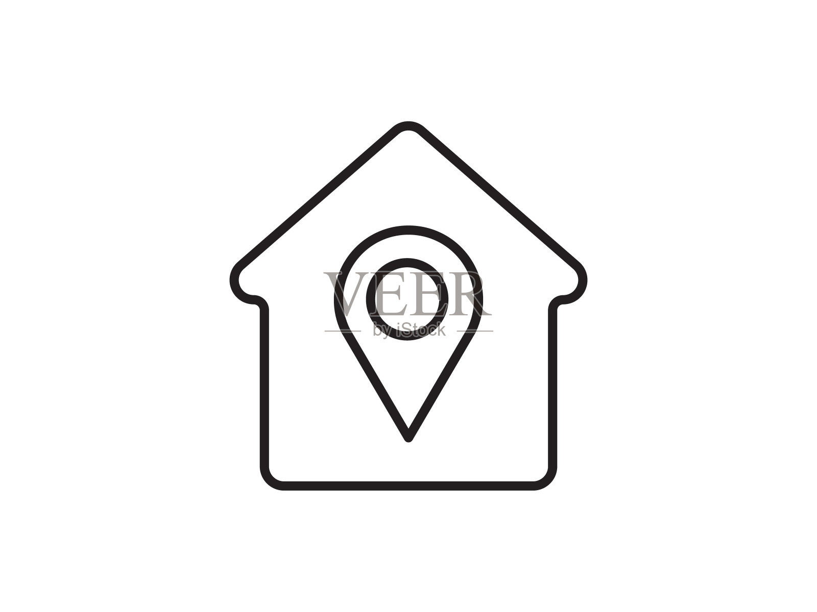 在平面风格的描绘中，一个位置标记在城市地图上脱颖而出，表示一个精确的地点插画图片素材