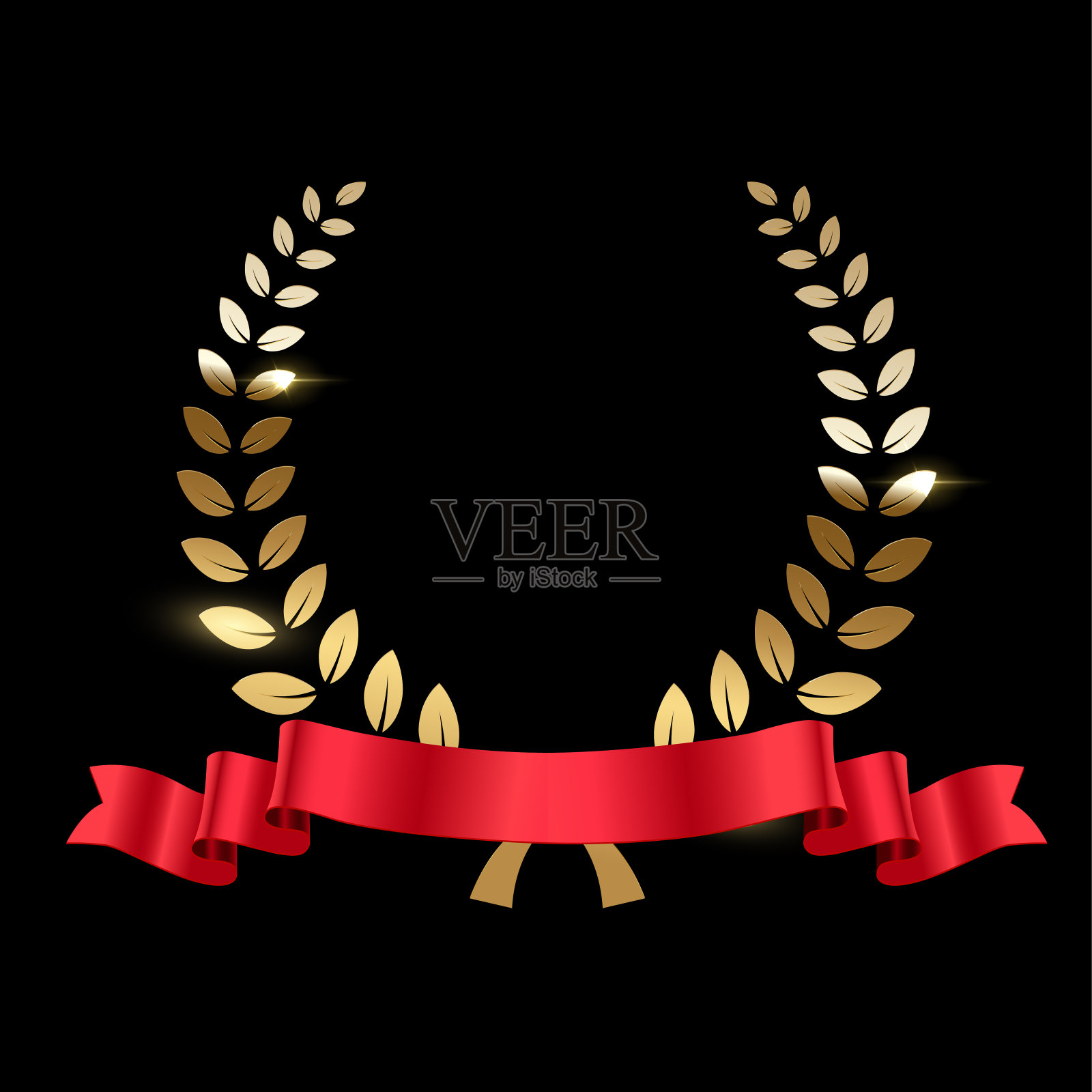 金色的月桂花圈，红丝带，还有胜利者的名字。奖图标。冠军奖励。3d现实豪华领导奖颁奖典礼，比赛，冠军，最佳球员，电影插画图片素材